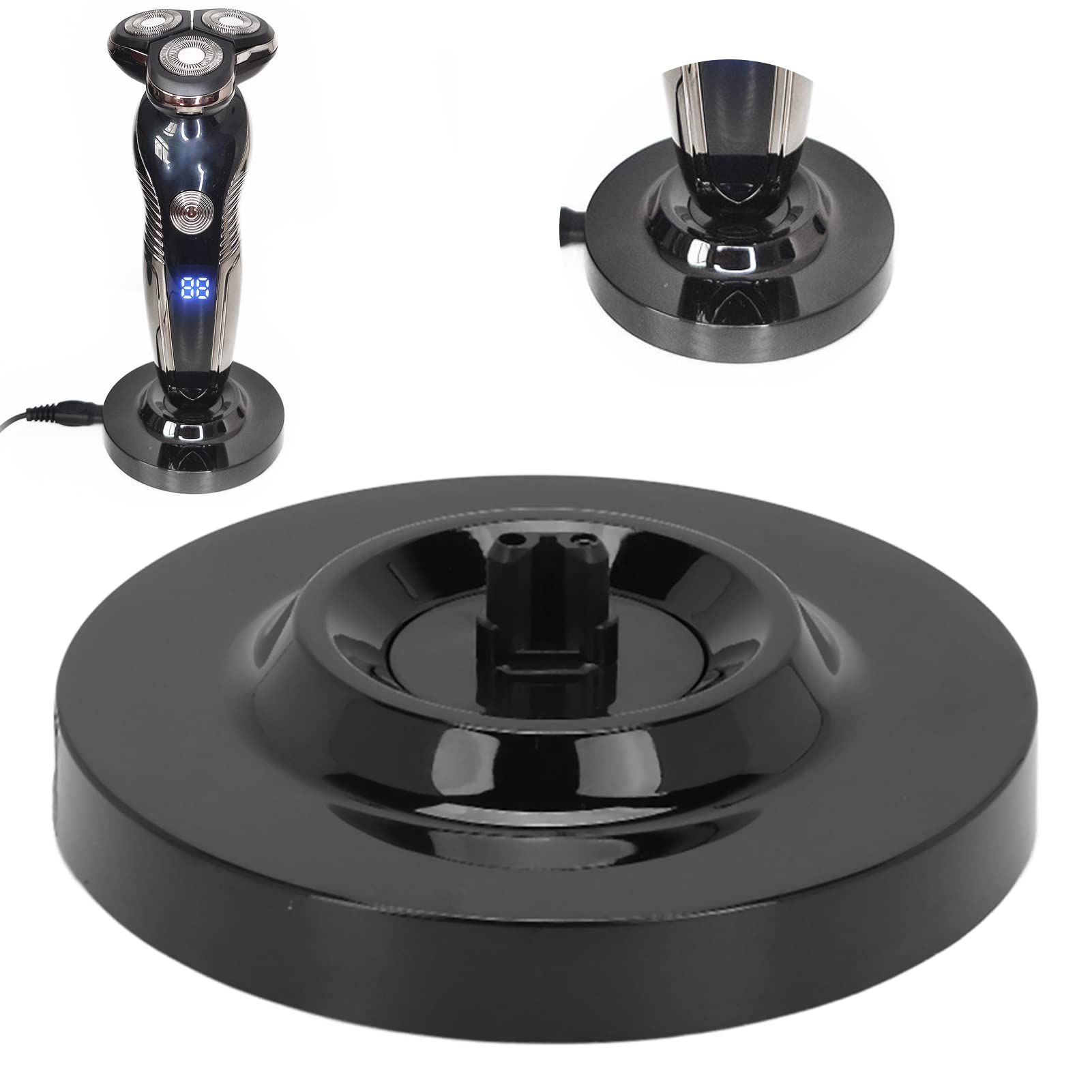 Universal Electric Shaver Charging Stand - Round Base for Men's Razors | Black Travel-Friendly Charging Dock | Perfect for Home, Office & Travel Use