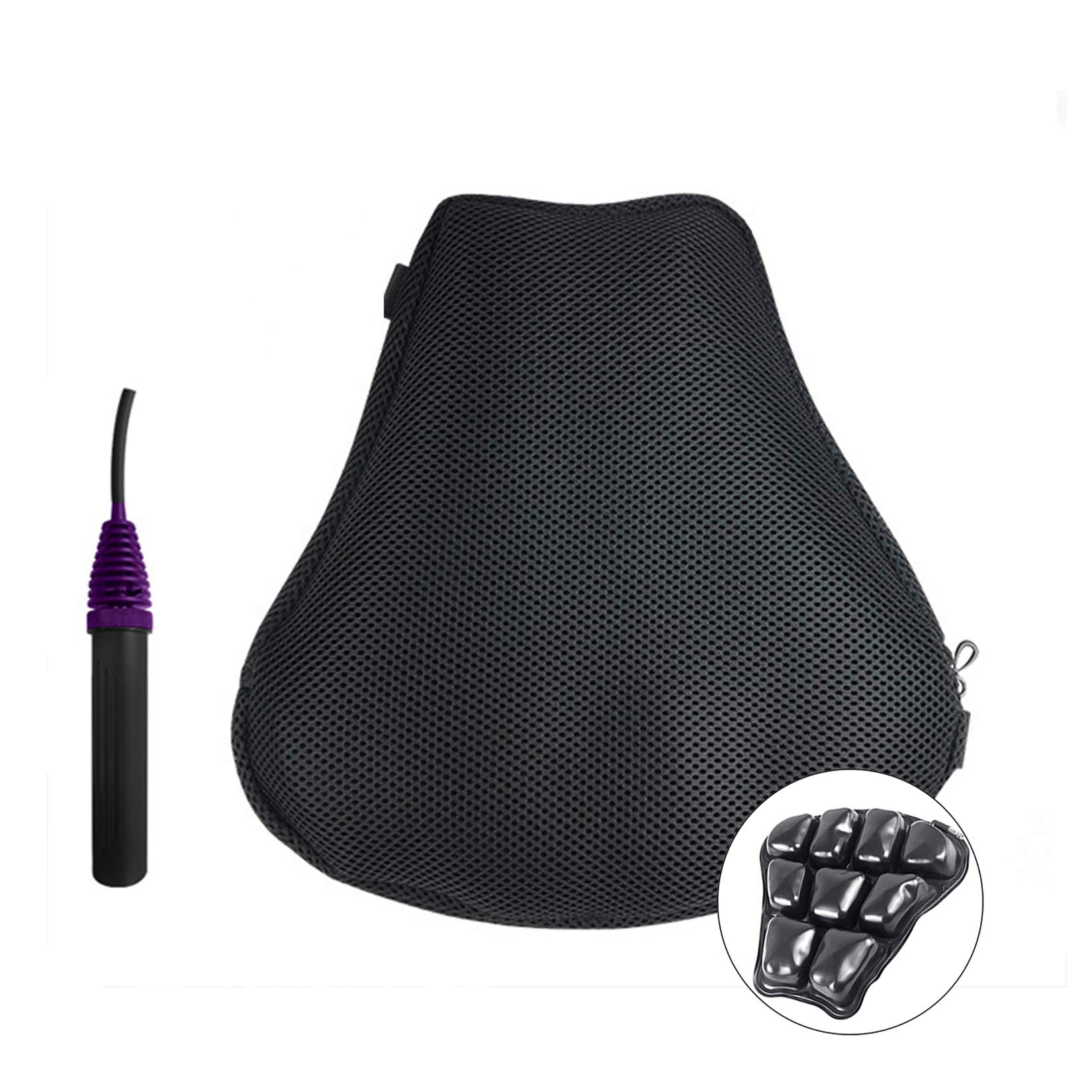**HXZB Motorcycle Seat Cushion - Black Air Pad with Non-Slip Design for Pressure Relief - Inflatable Airbag Mat for Cruiser & Touring Bikes - Comfortable Ride for Long Trips & Daily Commutes**