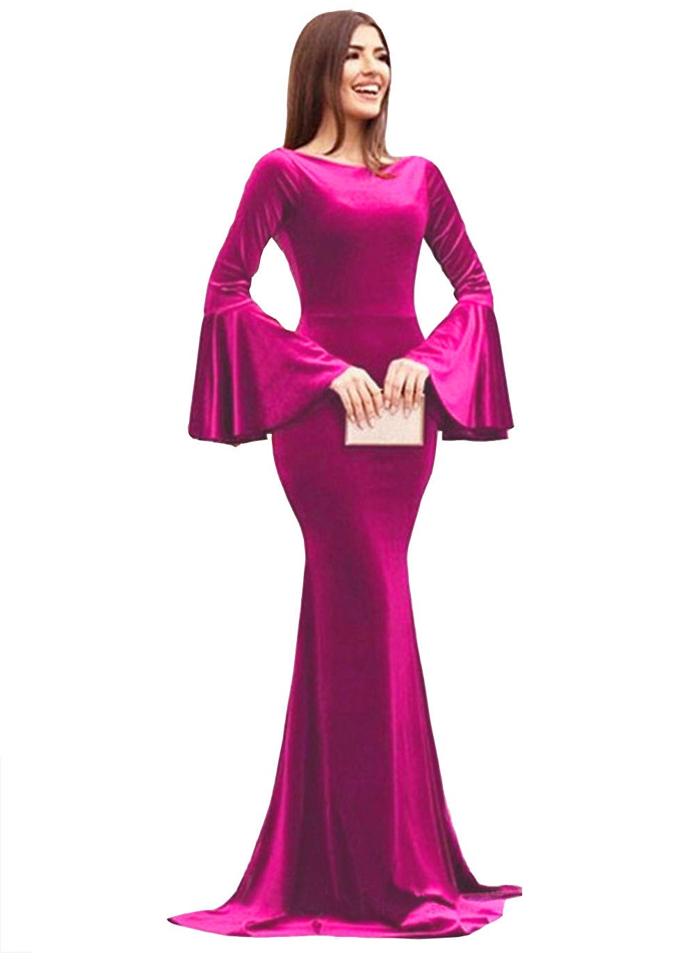 Elegant Women's Velvet Evening Dresses - Long Sleeve Mermaid Prom Gown for Formal Events | Perfect for Weddings, Galas & Holiday Parties