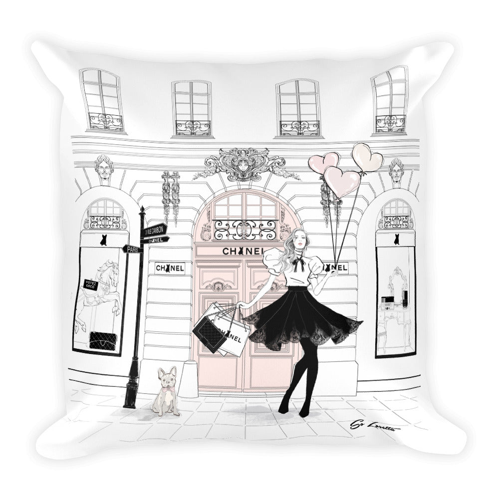 Paris in Pink Pillow - French Bulldog Plush Cushion | Soft Decorative Throw Pillow for Home, Bedroom, Sofa & Nursery Decor