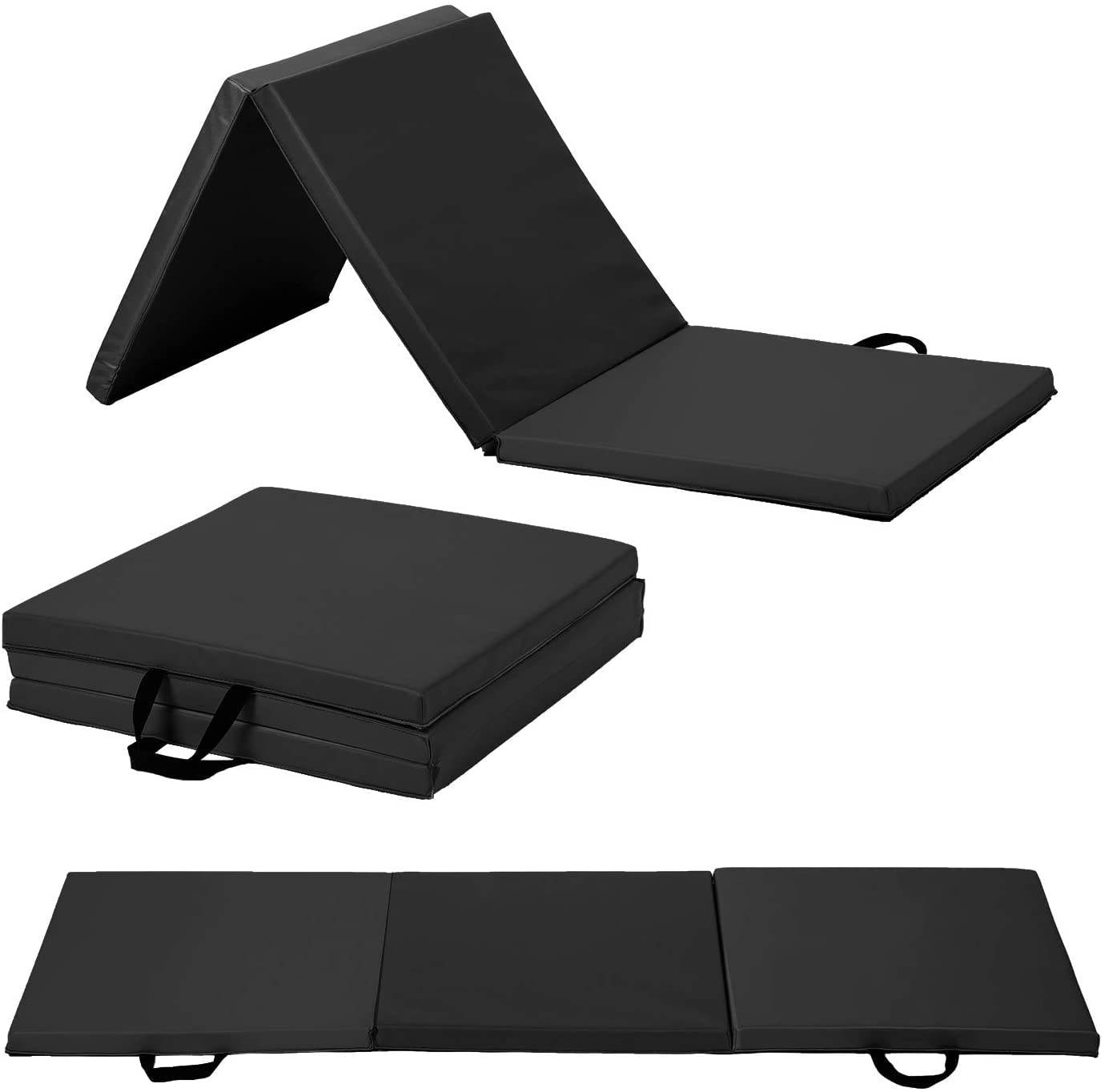 6'x2'x2' Folding Portable Gymnastics Mat with Carrying Handles - Thick Tumbling Floor Mat for Home Gym, Yoga, Pilates, Stretching & Martial Arts | Perfect for Workouts, Training & Fitness Exercises