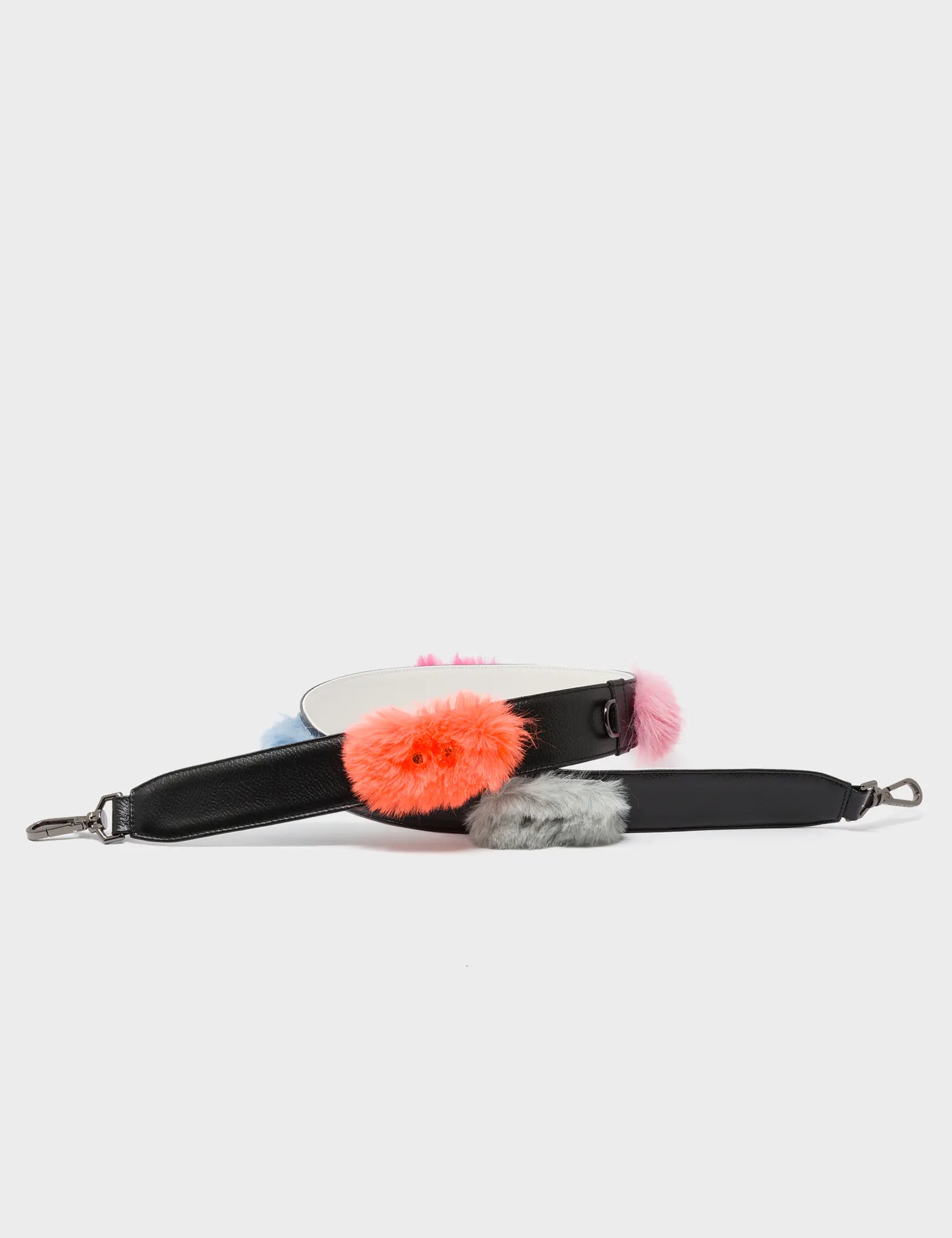 Detachable Black Leather Shoulder Strap with Fuzzy Monsters Appliques - Adjustable Crossbody Bag Strap for Women, Handbags, Totes & Purses - Perfect for Daily Use, Shopping & Travel Accessories