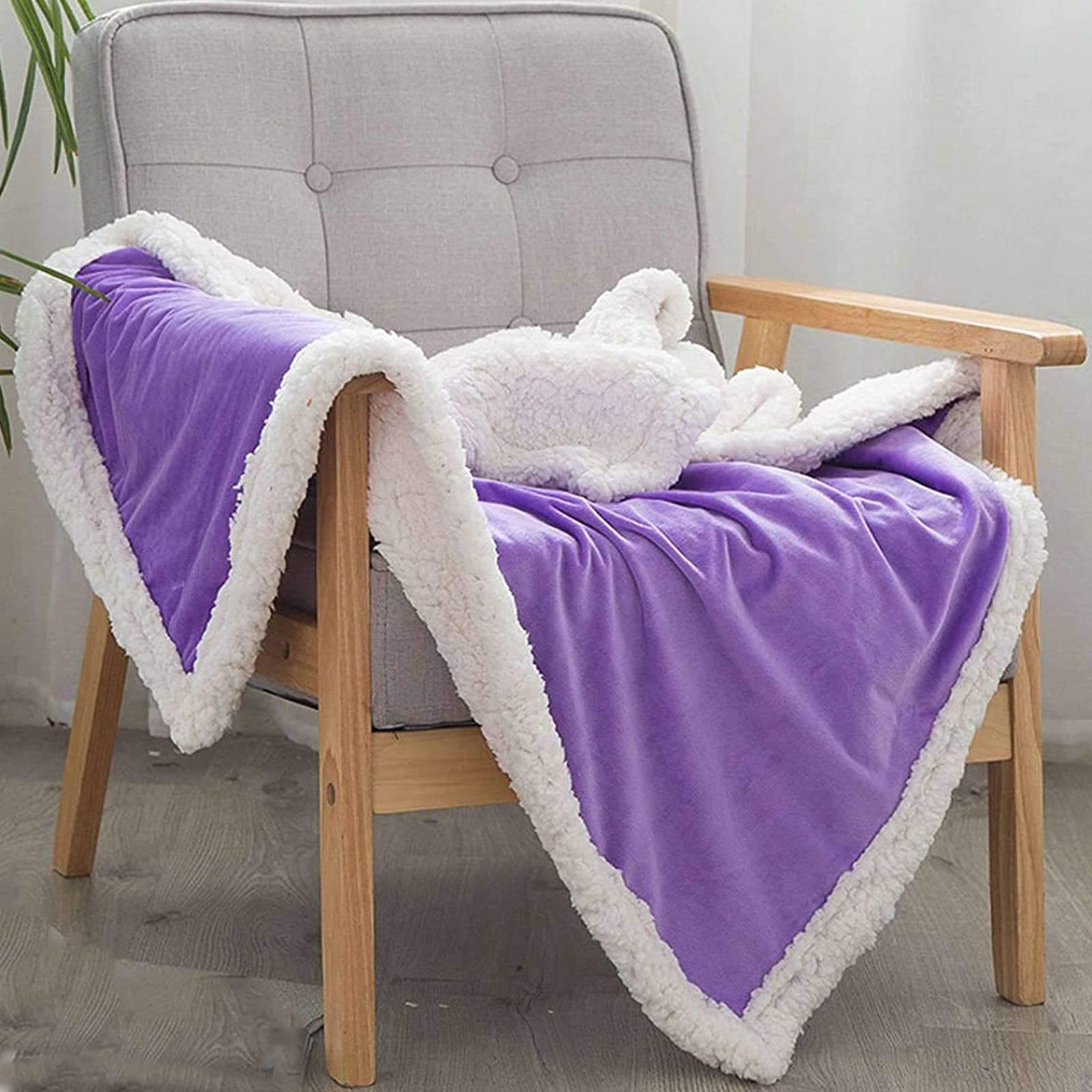 GROYIF Ultra Soft Lightweight Fleece Throw Blanket 79x91 inches (200x230cm) - Reversible Plush Microfiber Shaggy Blanket for Bed, Sofa & Travel - Cozy Warm Fluffy Blanket for Winter, Camping & Home Decor