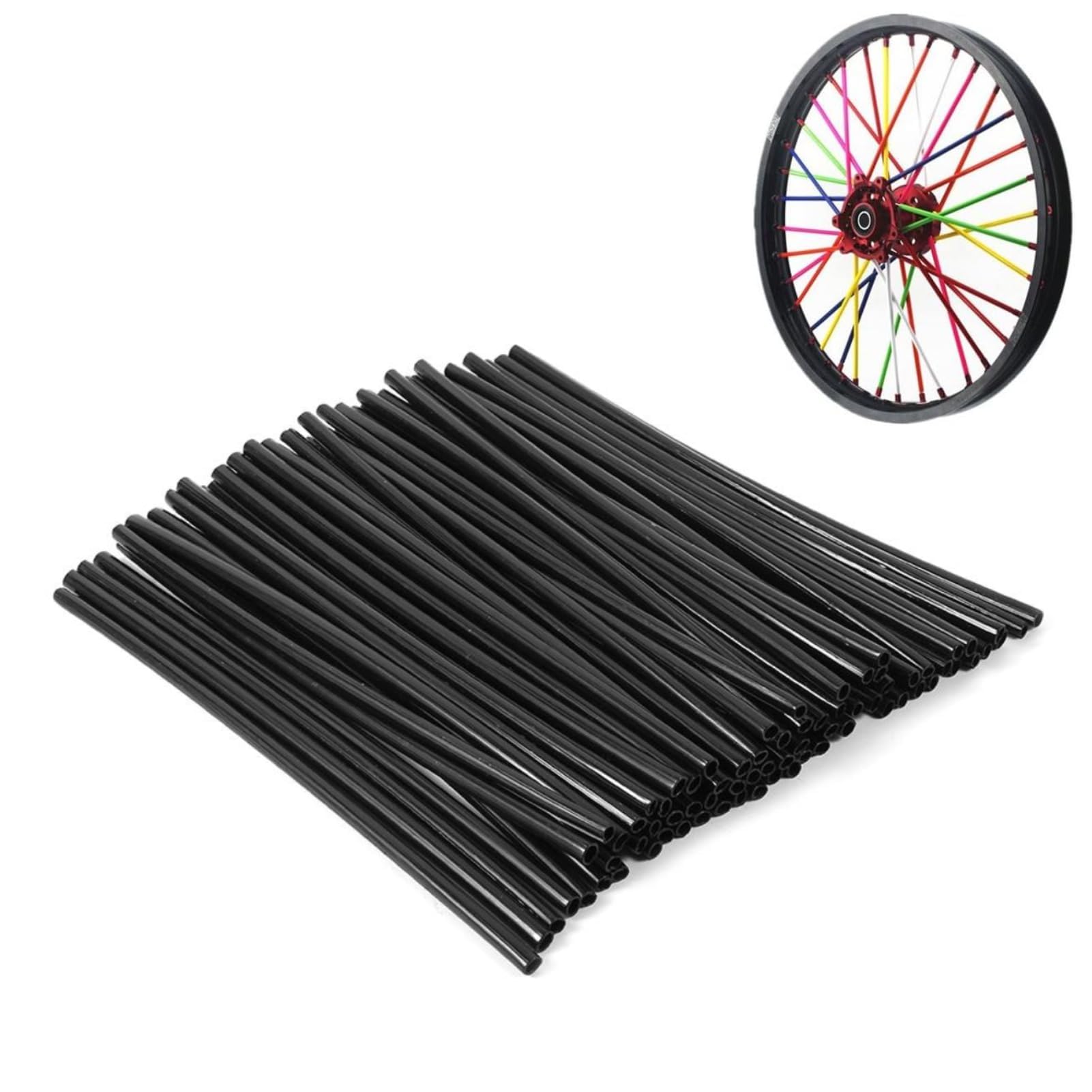 Universal Bike Spoke Covers - 72 Pcs Black Powersports Wheel Trim Wraps for Dirt Bikes, Motorcycles, Bicycles & Wheelchairs | Durable Spoke Protectors & Decorative Accents for Motocross, BMX & Off-Road Riding