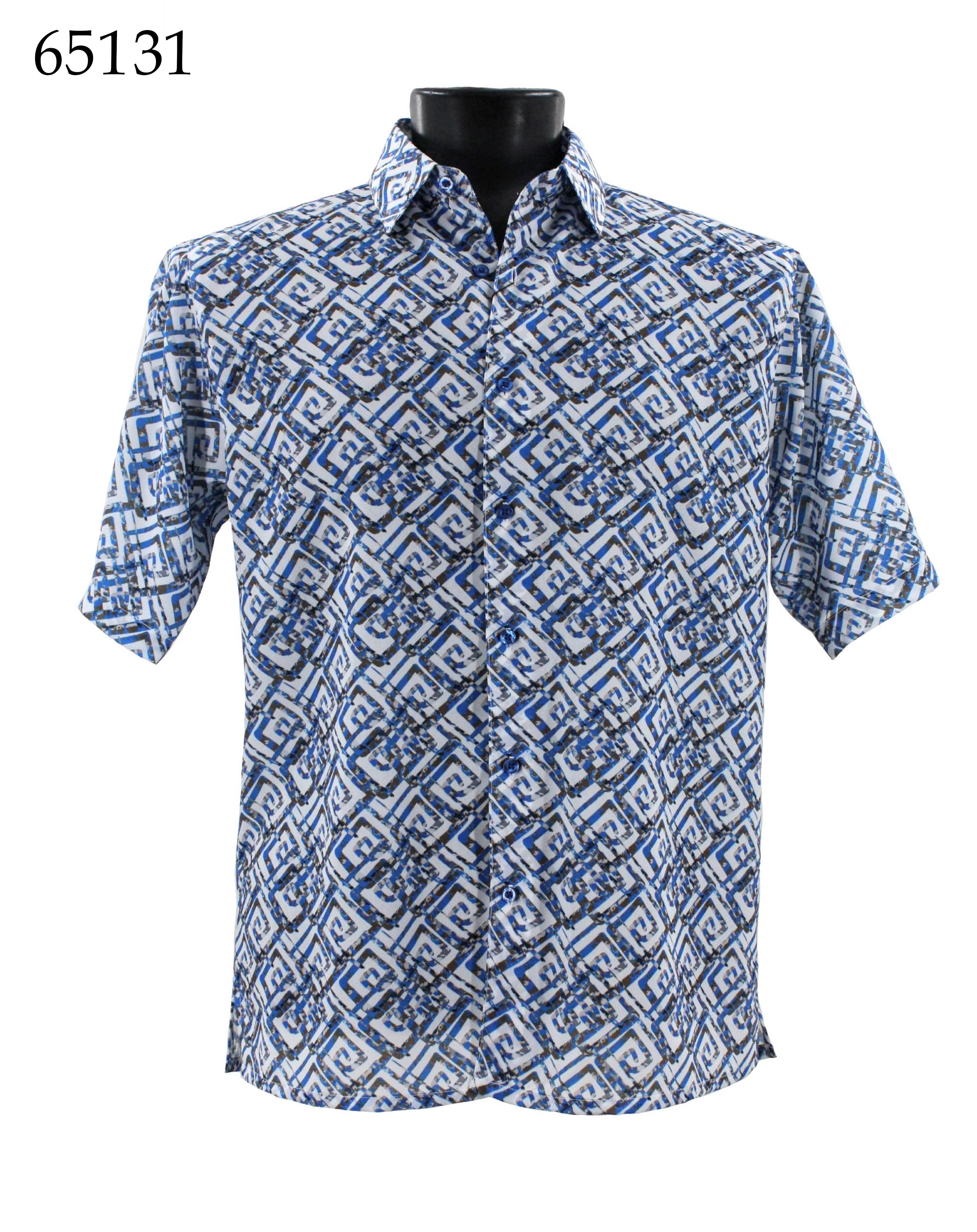 Bassiri Men's Casual Short Sleeve Shirt - Breathable Cotton Slim Fit Button Down Top 65131 | Perfect for Office, Summer Outfits & Casual Wear