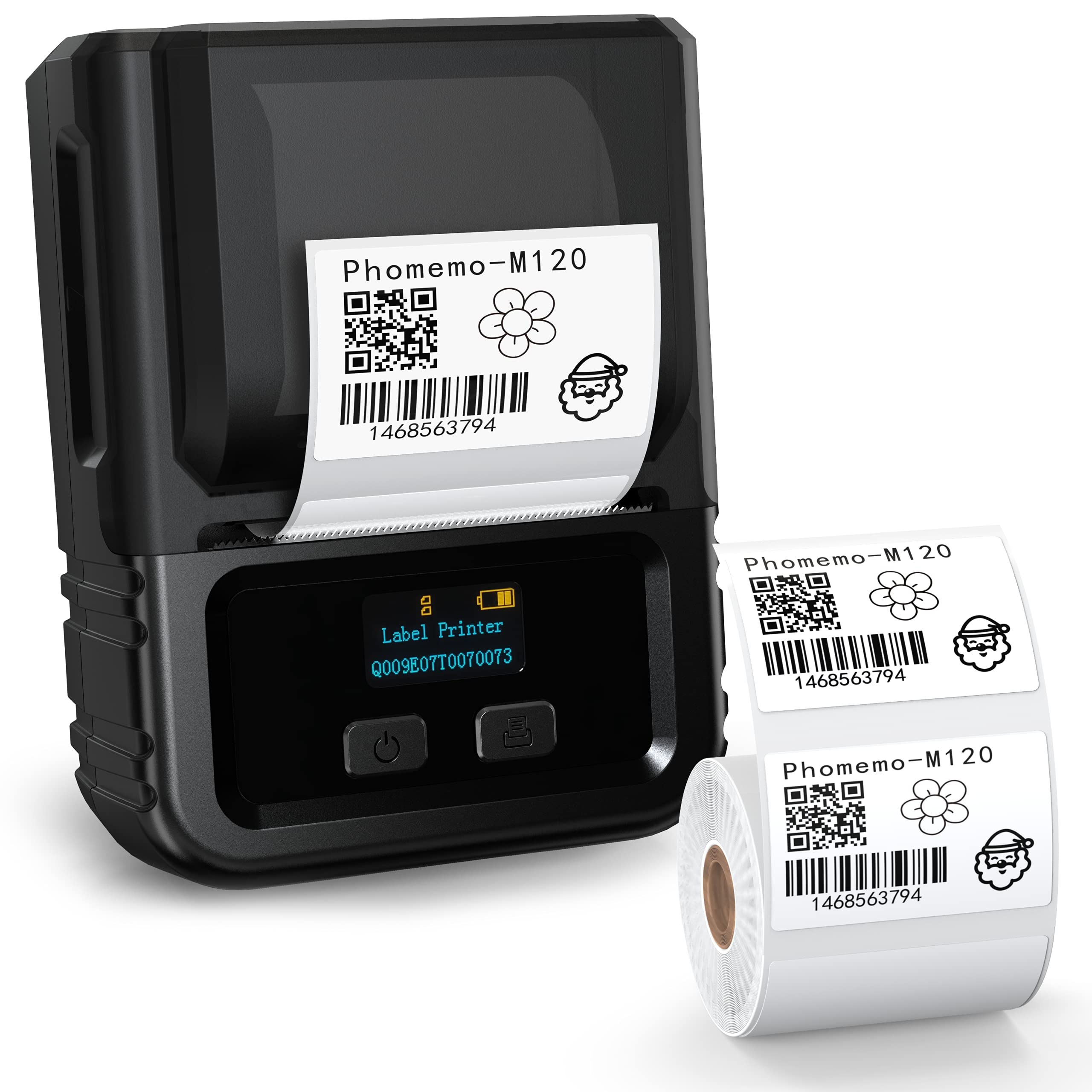 Phomemo M120 Bluetooth Thermal Label Printer - 2 Inch 50mm Barcode & QR Code Printer for Retail, Small Business | Compatible with iOS & Android | Warehouse Shipping Labels, Product Pricing, Inventory Management