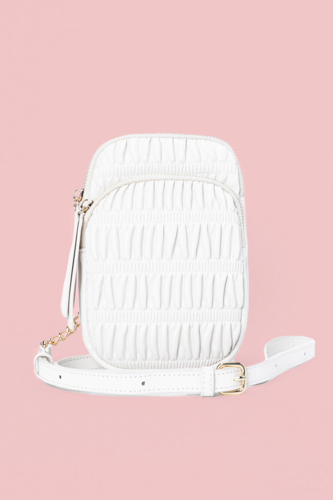 Ivory Ruched Crossbody Purse for Women - Elegant Handbag with Adjustable Strap, Perfect for Date Night, Parties & Everyday Use