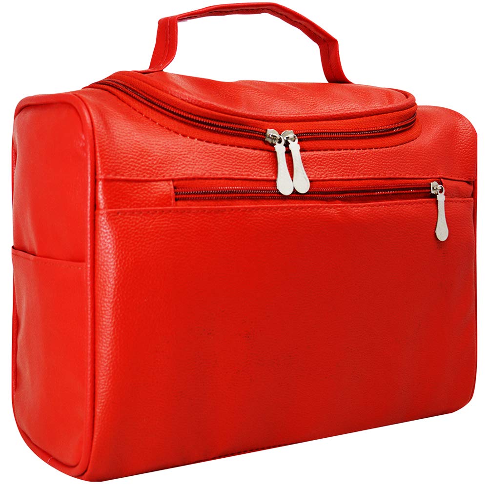 Adbeni Large Waterproof Travel Cosmetic Bag for Women & Men | Multifunctional Makeup Organizer with Grooming Kit Storage | Perfect for Travel, Gym, Home & Daily Use (Red-08)