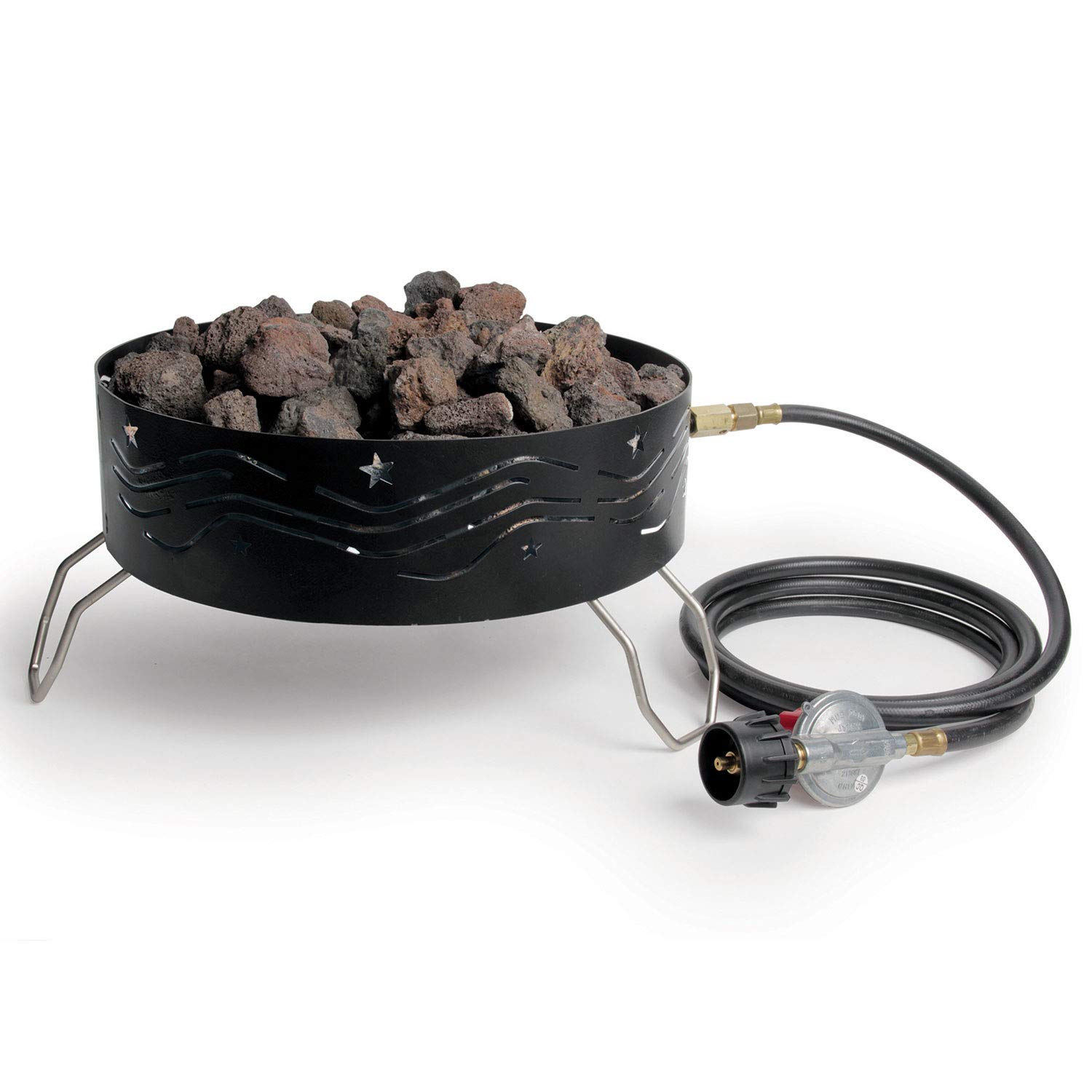 Portable Outdoor Propane Heater - Compact Campfire Pit with Lava Rocks for Camping, Tailgating, Patio & Backyard Use | Black | Camco 58041 | Perfect for Outdoor Gatherings, BBQ Parties & Cold Nights