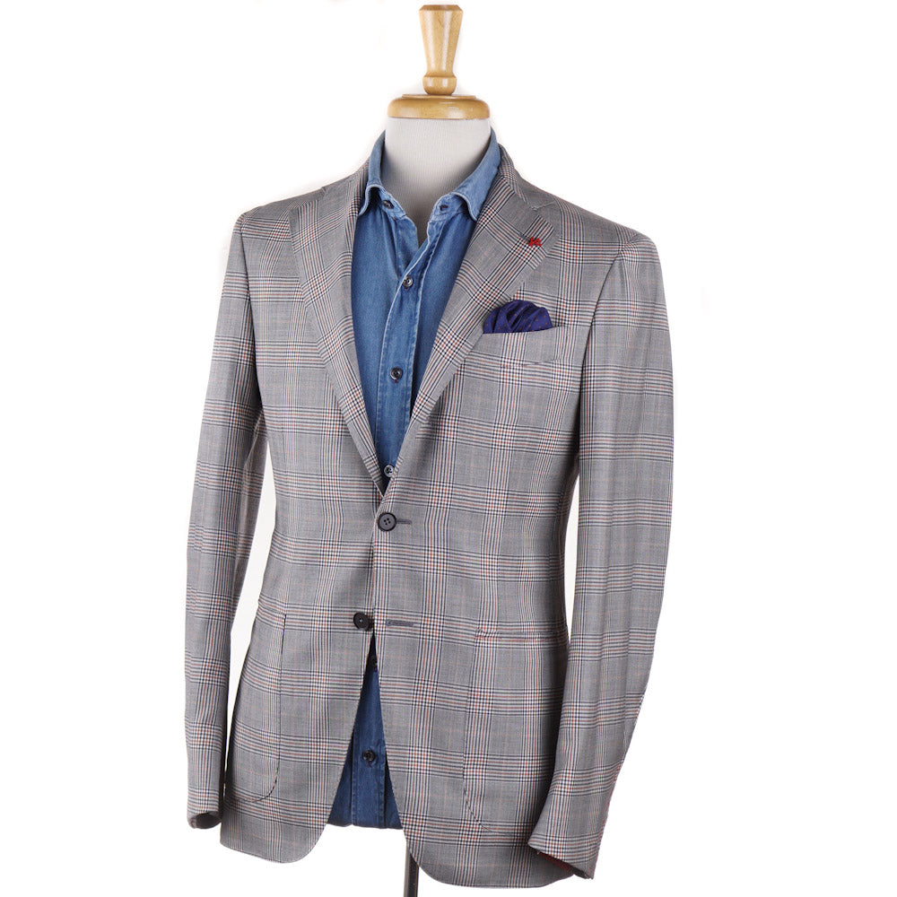 Isaia Slim Fit Glen Plaid Wool Sport Coat for Men - Premium Italian Tailored Blazer for Business, Weddings & Formal Events