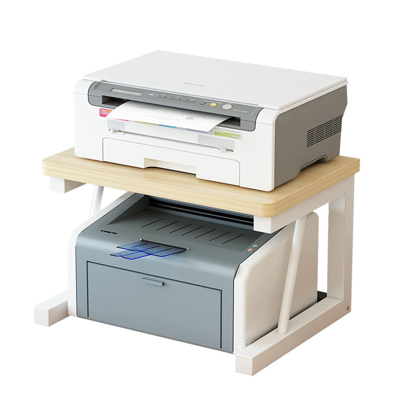 Adjustable Printer Stand with Metal Frame & Wood - Sturdy Desktop Copy Stand for Home Office, Workspace Organization | Perfect for Laser Printers, Scanners & Office Essentials
