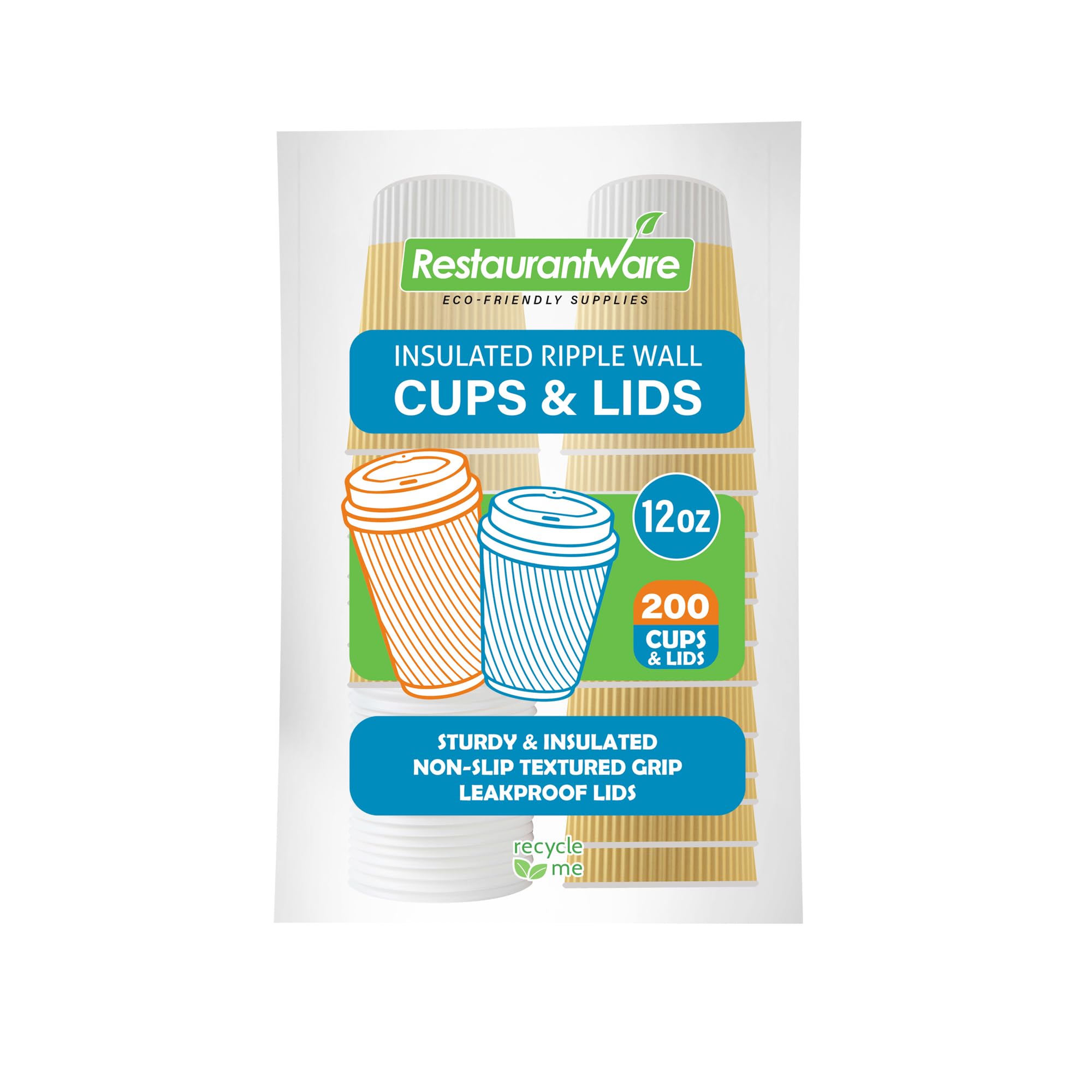 12oz Insulated Coffee Cups with Lids (200 Pack) - Leakproof & Non-Slip Hot Drink Cups for Coffee, Tea, Hot Chocolate - Disposable Ripple Wall Paper Cups in Light Pink - Perfect for Cafes, Offices, and Catering Events