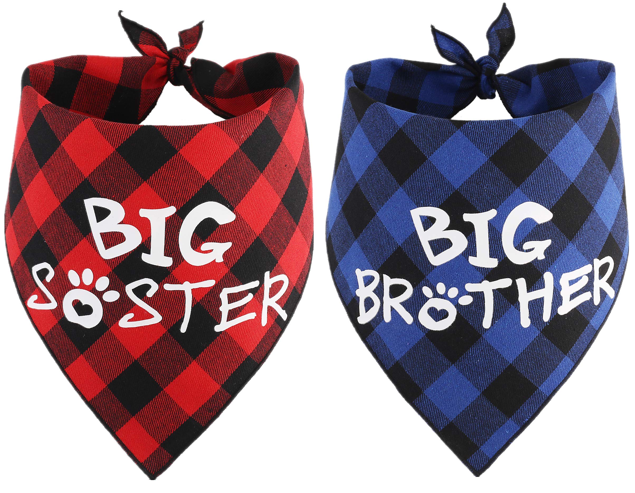 JPB Big Brother Big Sister Dog Bandana - Pet Pregnancy Announcement & Gender Reveal Bandanas for Dogs - Perfect for Gender Reveal Parties & New Puppy Announcements