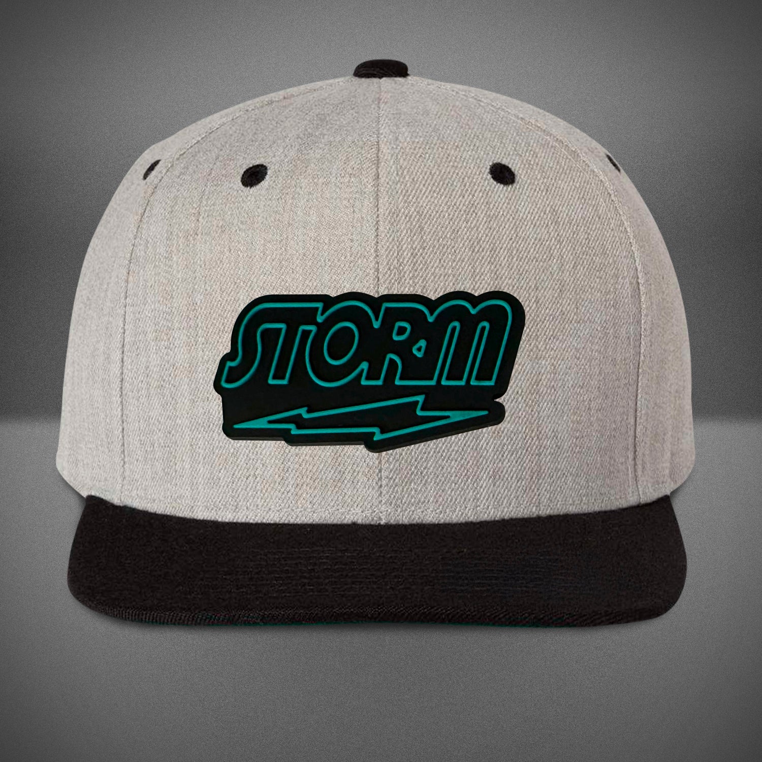 Storm Flat Bill Snapback Cap - Heather & Black Adjustable Hat for Men & Women - Perfect for Outdoor Sports, Casual Wear & Street Fashion