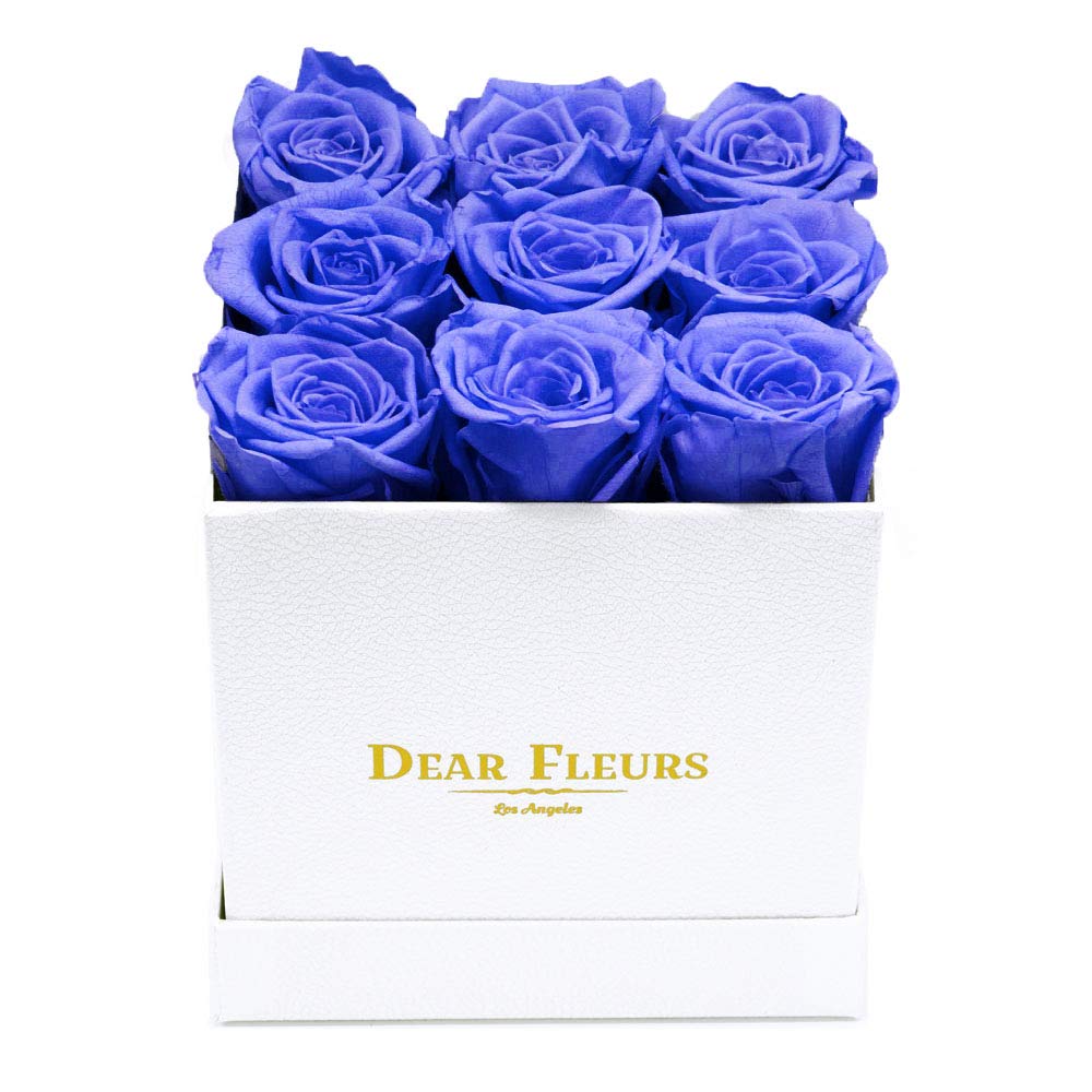 Real Preserved Roses That Last 1 Year | Eternal Nona Roses in Luxury Violet & White Leather Gift Box | Perfect for Anniversaries, Valentine's Day & Home Decor