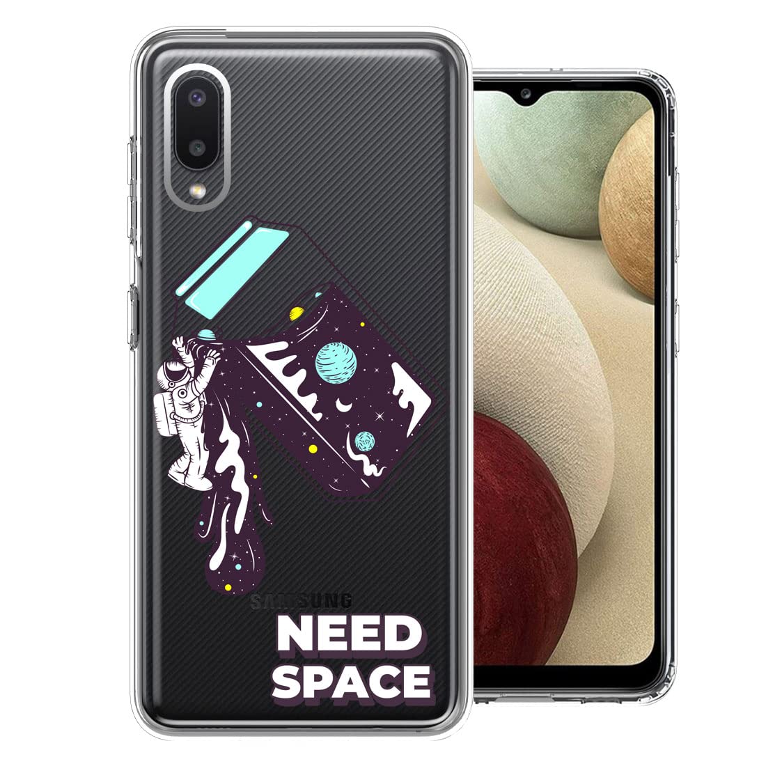 Samsung Galaxy A02 Phone Case - Space Astronaut Stars Design Double Layer Protective Cover for Everyday Use & Travel