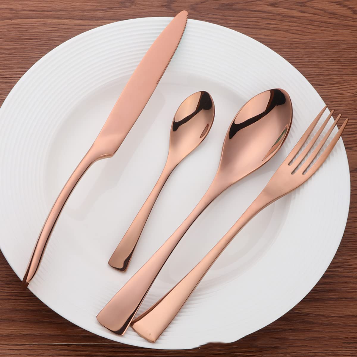 48-Piece Matte Rose Gold Silverware Set for 12 - TWEE Stainless Steel Flatware Cutlery Set | Durable for Home, Kitchen, Restaurant & Hotel | Dishwasher Safe | Perfect for Dinner Parties, Weddings & Everyday Dining