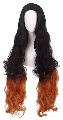 SUCICI Anime Cosplay Wigs - Demon Slayer Nezuko Kamado Cosplay Wig with Hood | Kimetsu no Yaiba Costume Accessory for Halloween, Cosplay Events & Anime Conventions