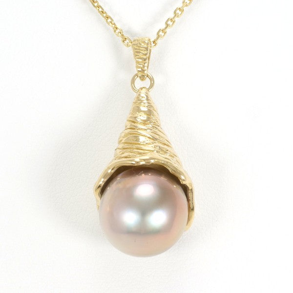 18K Yellow Gold Semi-Round Pearl Necklace – Elegant Jewelry for Women, Perfect for Weddings, Parties & Special Occasions