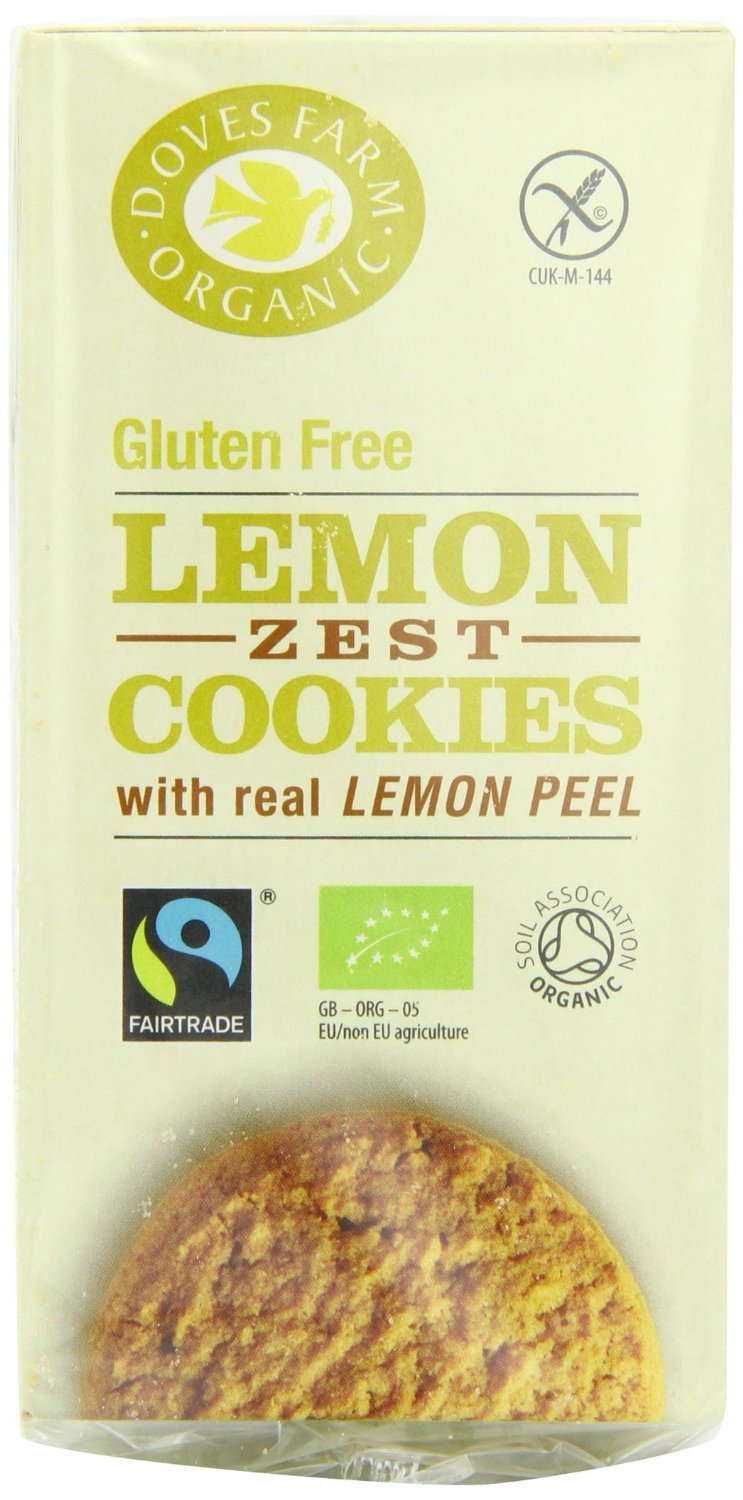 Doves Farm Fairtrade Organic Gluten Free Lemon Zest Cookies (150g, Pack of 2) - Healthy Vegan Snacks for Travel, Office & Tea Time