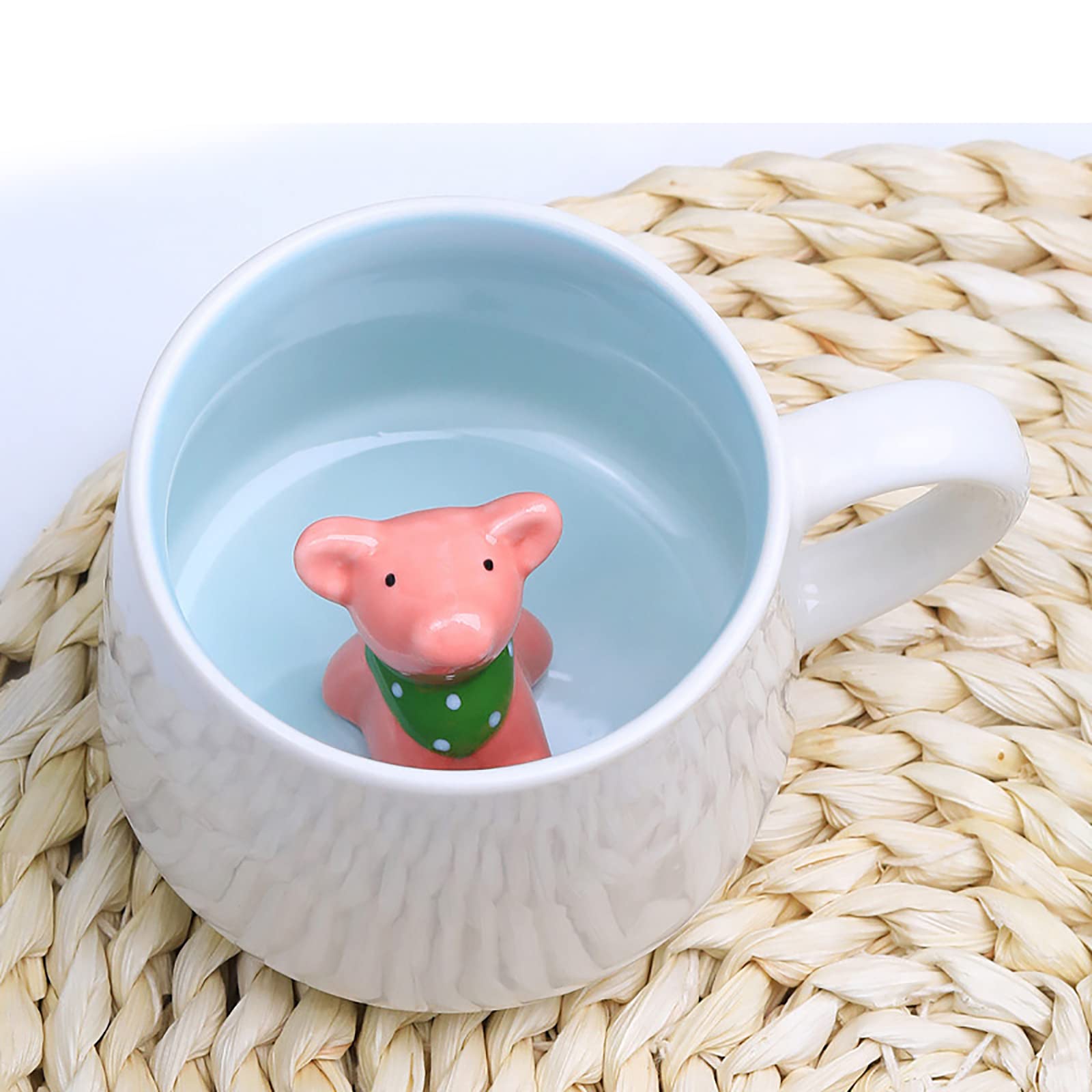 Handmade Ceramic Coffee Mug with Cute Animal Inside - Cartoon Figurine Tea Cup for Boys, Girls & Kids - Perfect Christmas Birthday Gift for Office, Party & Morning Coffee Use