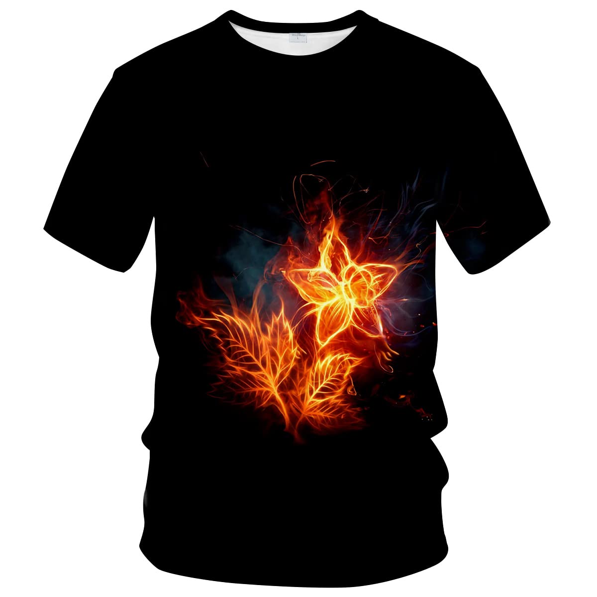 Funny Graphic Short Sleeve T-Shirt - 3D Printed Flame Design Casual Tee for Men & Women | Perfect for Parties, Gifts & Everyday Wear