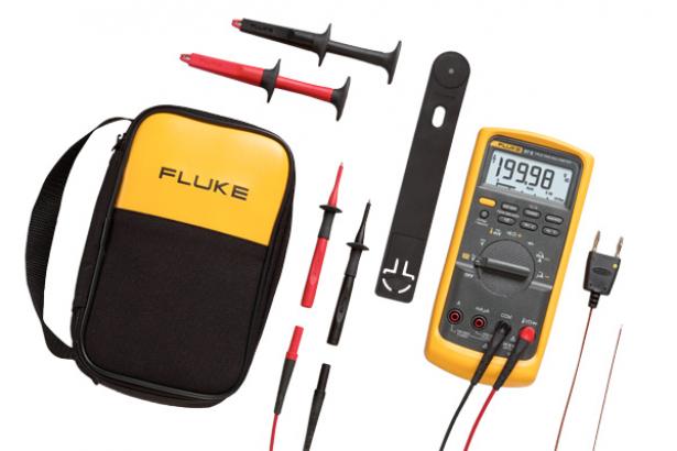 Fluke 87V Industrial True RMS Multimeter Combo Kit - Professional Digital Multimeter with Temperature, Voltage, Resistance Measurement - Perfect for Electricians, HVAC Technicians & Industrial Maintenance