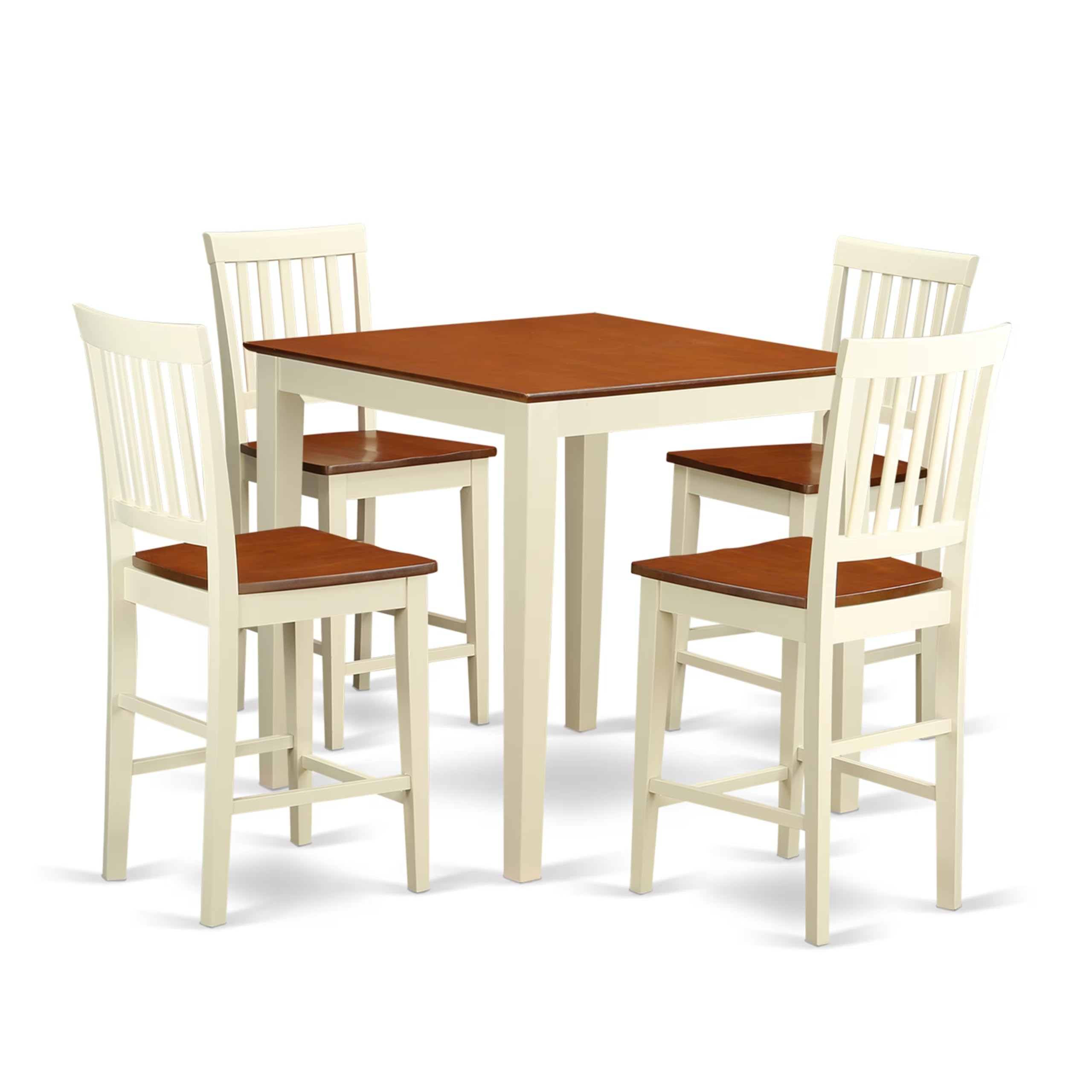 East West Furniture 5-Piece Kitchen Counter Set - 36x36 Inch Square Dining Table & 4 Chairs in Buttermilk & Cherry - Perfect for Small Spaces, Breakfast Nooks & Cozy Dining Areas