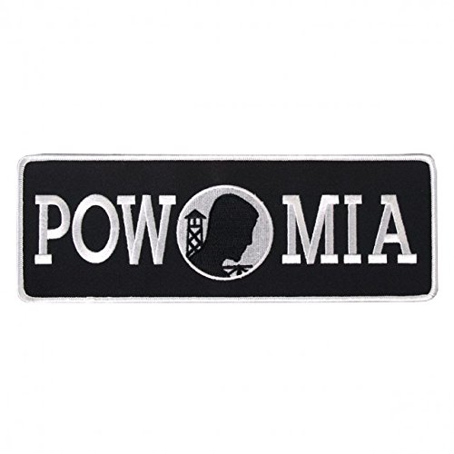 Officially Licensed POW MIA Banner Iron-On & Sew-On Rayon Patch - 10x4 Inch - Perfect for Military Apparel, Jackets, Hats & Bags