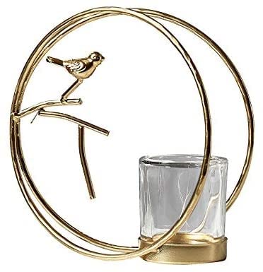 Geometric Gold Glass Candle Holder for Cup Candles - Elegant Home Decor, Wedding Centerpiece & Tabletop Decoration - Perfect for Dining Tables, Fireplace Mantels and Romantic Ambiance