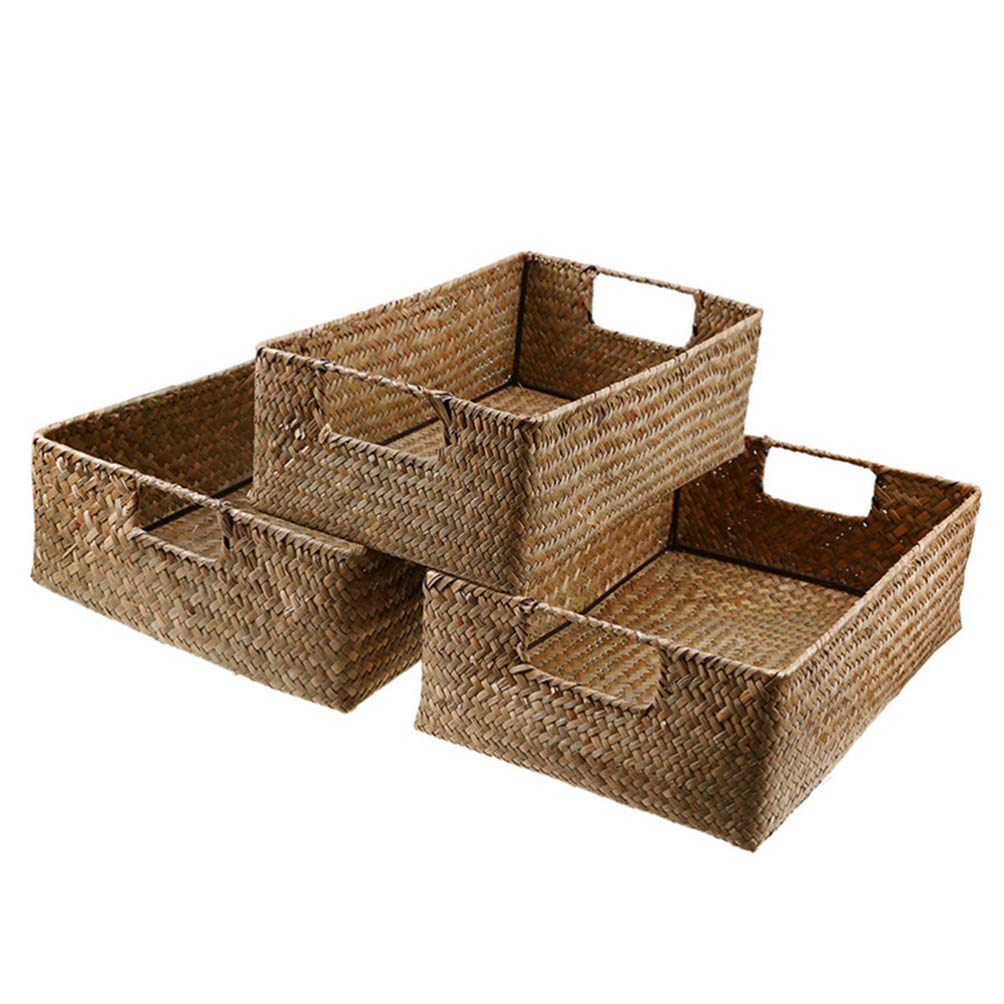 Hemoton 4-Piece Woven Storage Baskets with Handles - Home & Office Organization