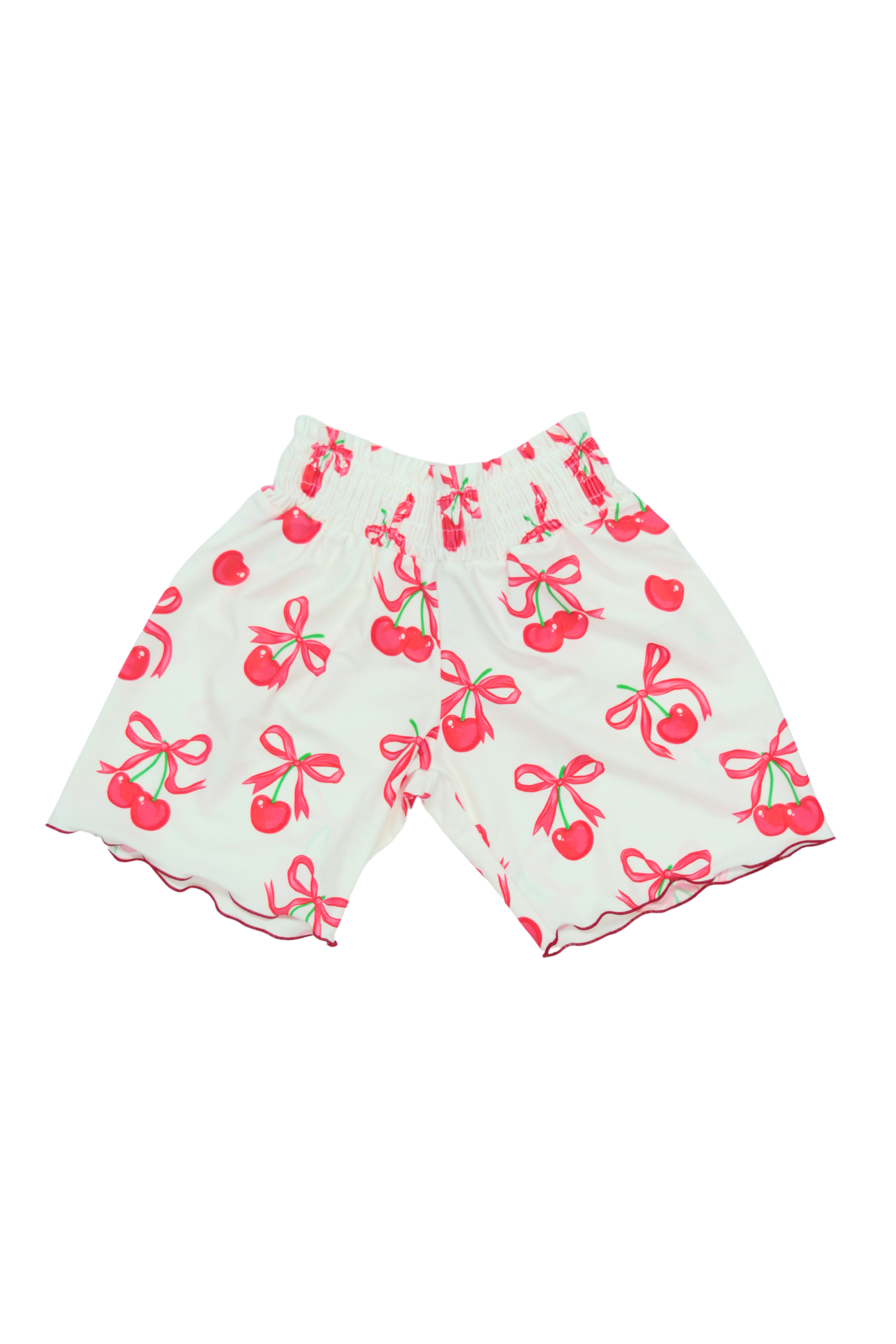 LARA Women's Shorts - Floral Cherry Print with Bow Accent for Summer Outfits & Casual Wear