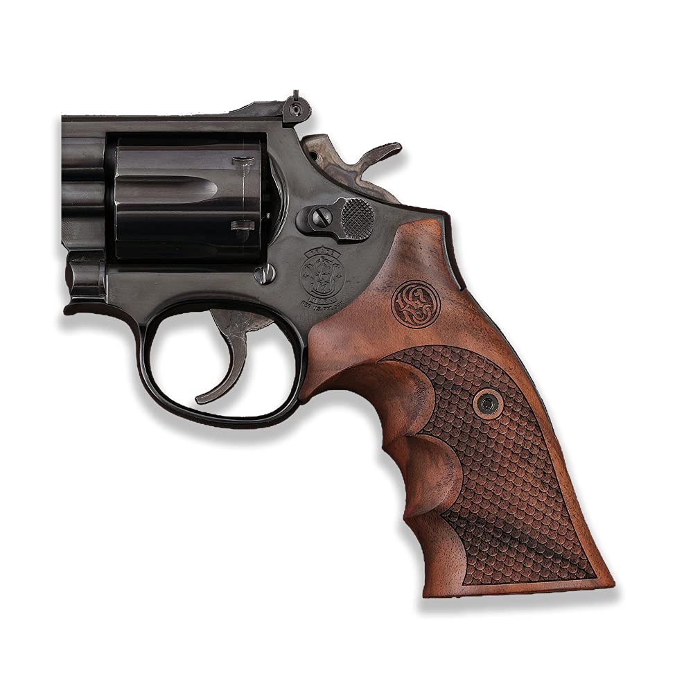 Smith Wesson N Frame Round Butt Compatible Walnut Handgun Grip - Premium Wood Pistol Grip for Revolvers, Perfect for Shooting Range, Hunting & Home Defense