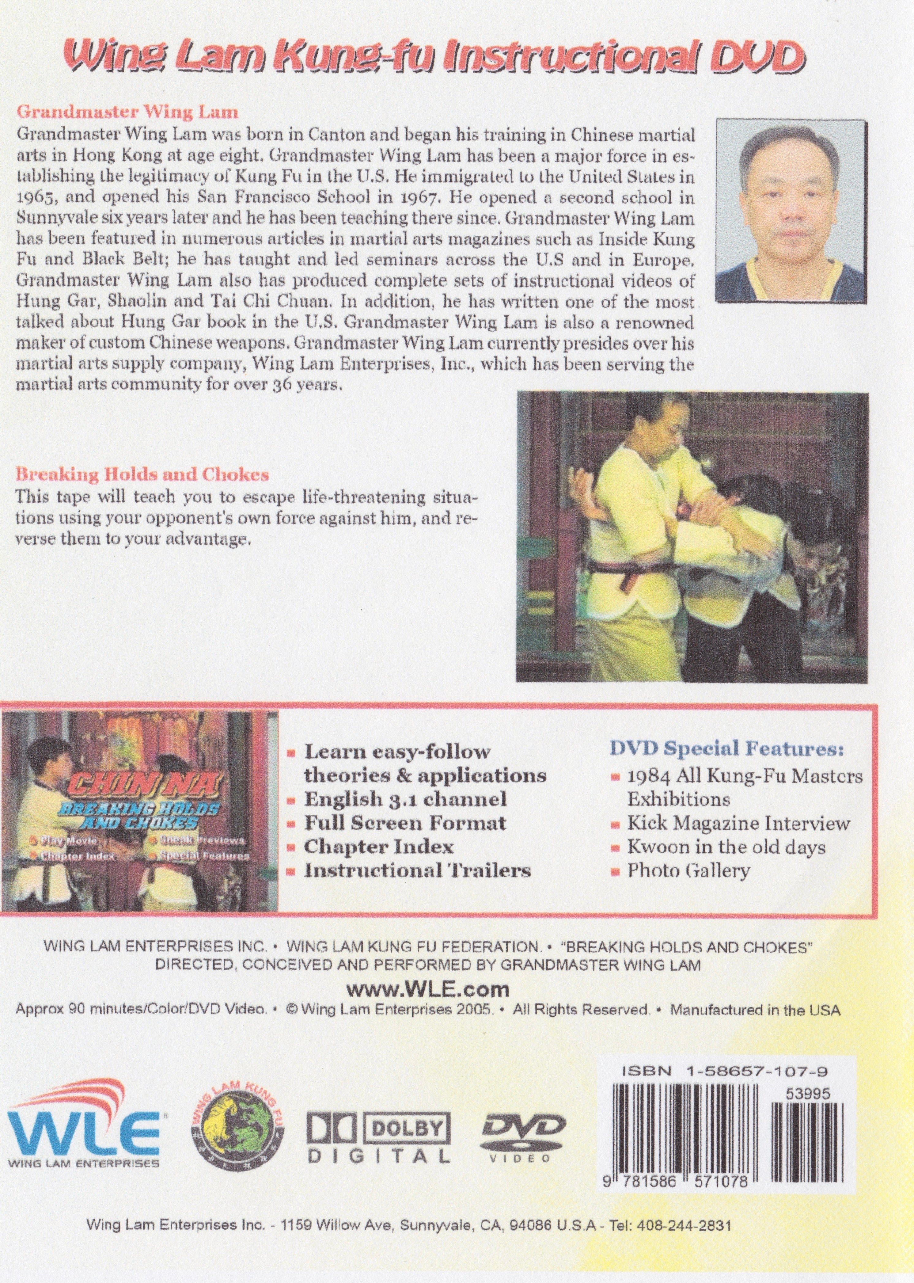 Wing Lam Chin Na DVD: Chinese Martial Arts Techniques for Breaking Holds & Chokes - Self-Defense Training for Home Practice & Martial Arts Enthusiasts