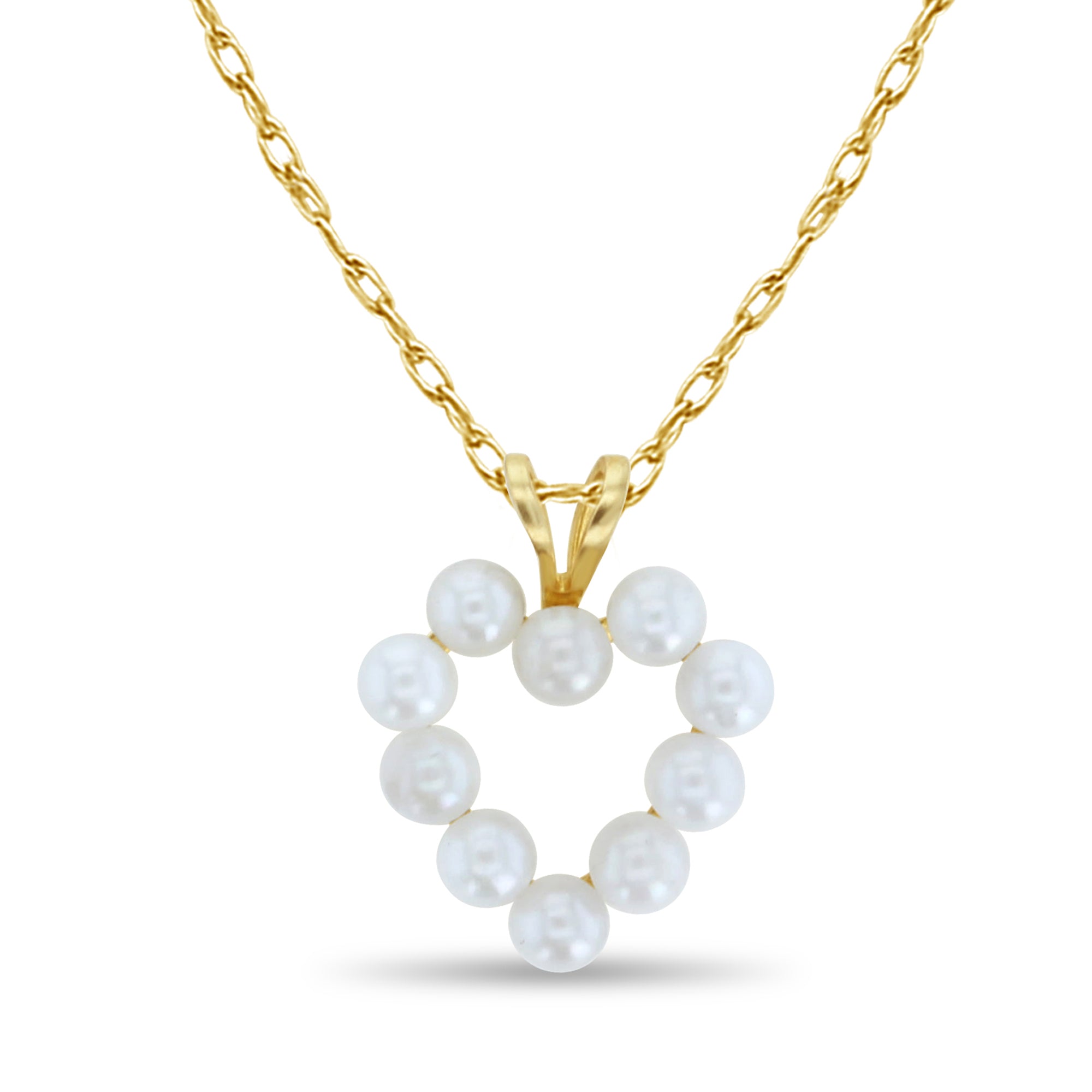 14K Yellow Gold Heart Shaped Pearl Necklace for Women - Elegant Valentine's Day Gift, Anniversary Present & Romantic Date Night Jewelry