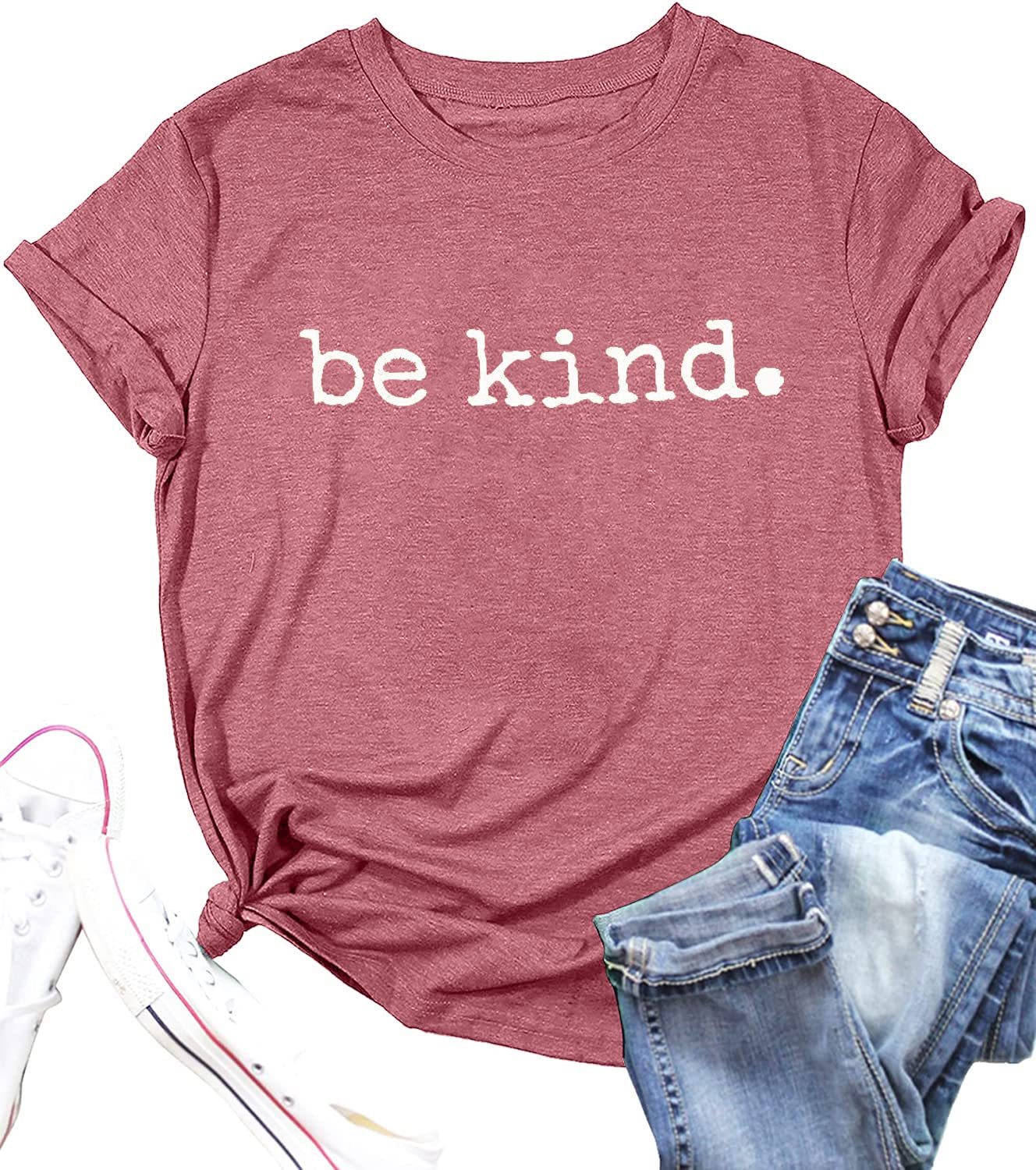 Be Kind T-Shirts for Women - Cute Inspirational Tee with Positive Sayings | Casual Comfort Top for Everyday Wear, Work & Weekend Outfits