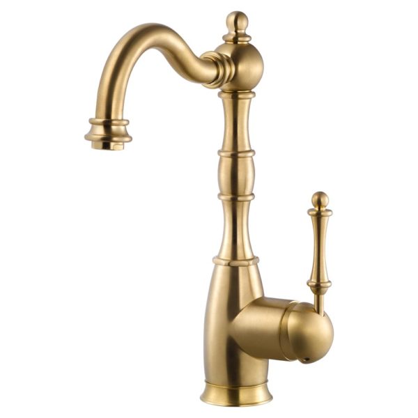 Hamat NOBR 4000 BB Traditional Brass Bar Faucet in Brushed Brass Finish - Perfect for Kitchen, Bar, and Restaurant Sink Installations
