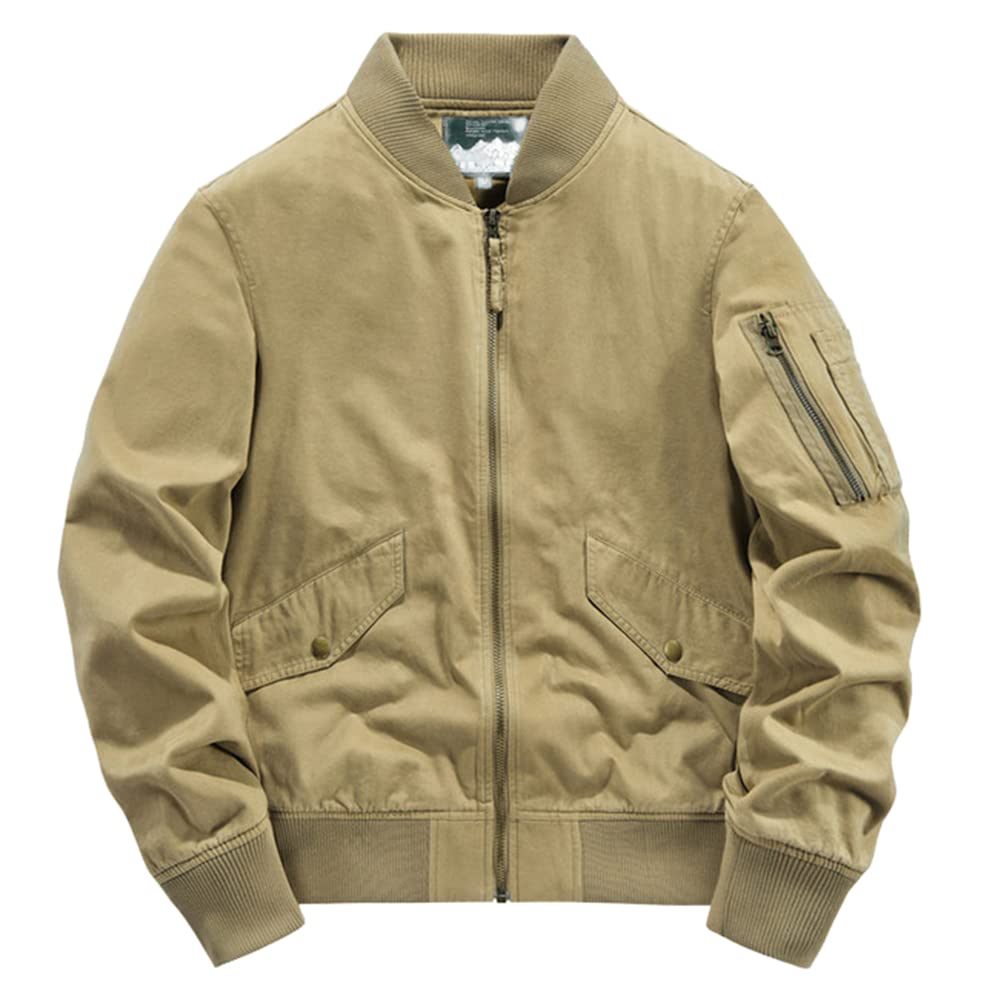 Men's Cotton Bomber Jacket with Zipper - Casual Streetwear Pilot Coat for Men | Perfect for Everyday Wear, Street Style & Outdoor Activities