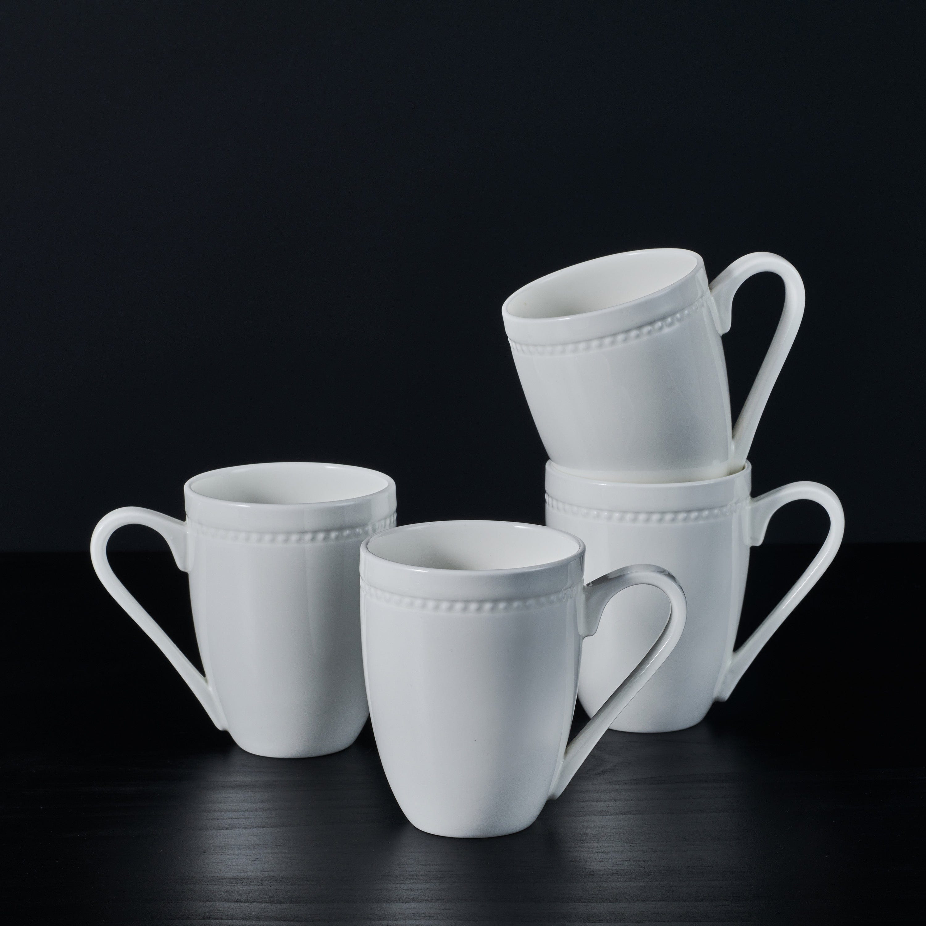 Loria Set of 4 Coffee Mugs with Handle - Ceramic Tea Cups for Home, Office & Gifts - Dishwasher & Microwave Safe (14oz) - Perfect for Coffee, Tea, Hot Chocolate & Soups