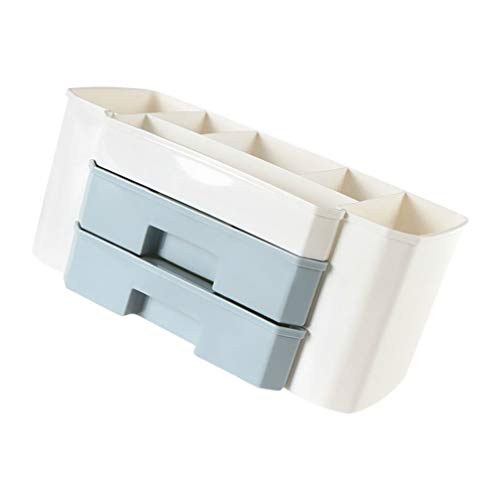 Lurrose Large Capacity Jewelry & Makeup Organizer Storage Box - Blue Cosmetic Display Case with Drawers for Vanity, Desktop, and Sundries | Perfect for Bedroom, Bathroom & Travel Organization