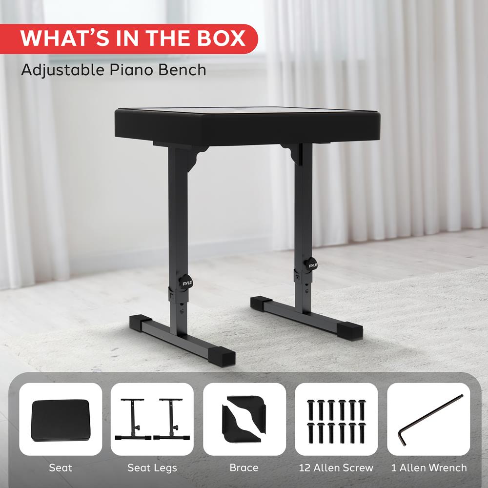 Adjustable Piano Bench Stool with Storage - Comfortable & Durable Keyboard Bench for Home, Studio, or Classroom - Perfect for Piano Practice, Teaching, and Performances