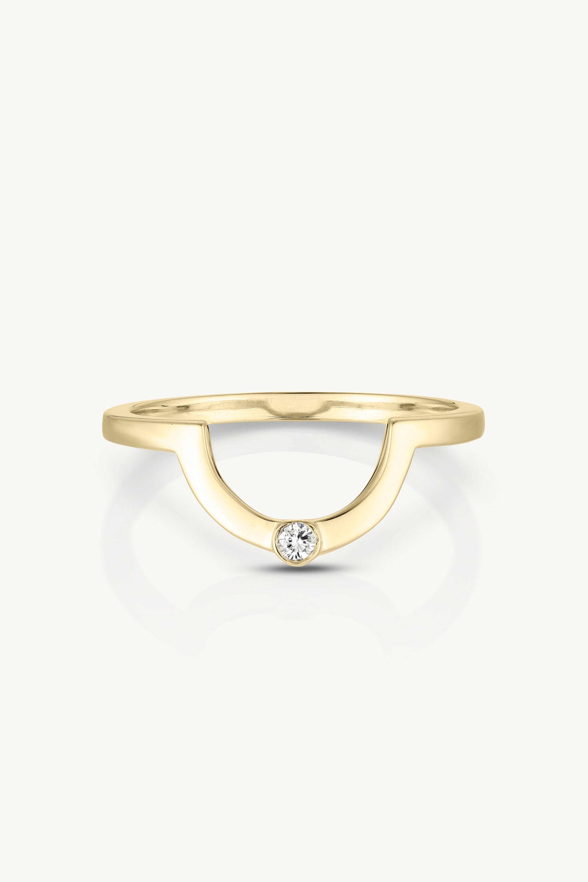 14K Yellow Gold Diamond Crescent Moon Ring for Women - Elegant Celestial Jewelry for Engagement, Wedding, Anniversary & Everyday Wear