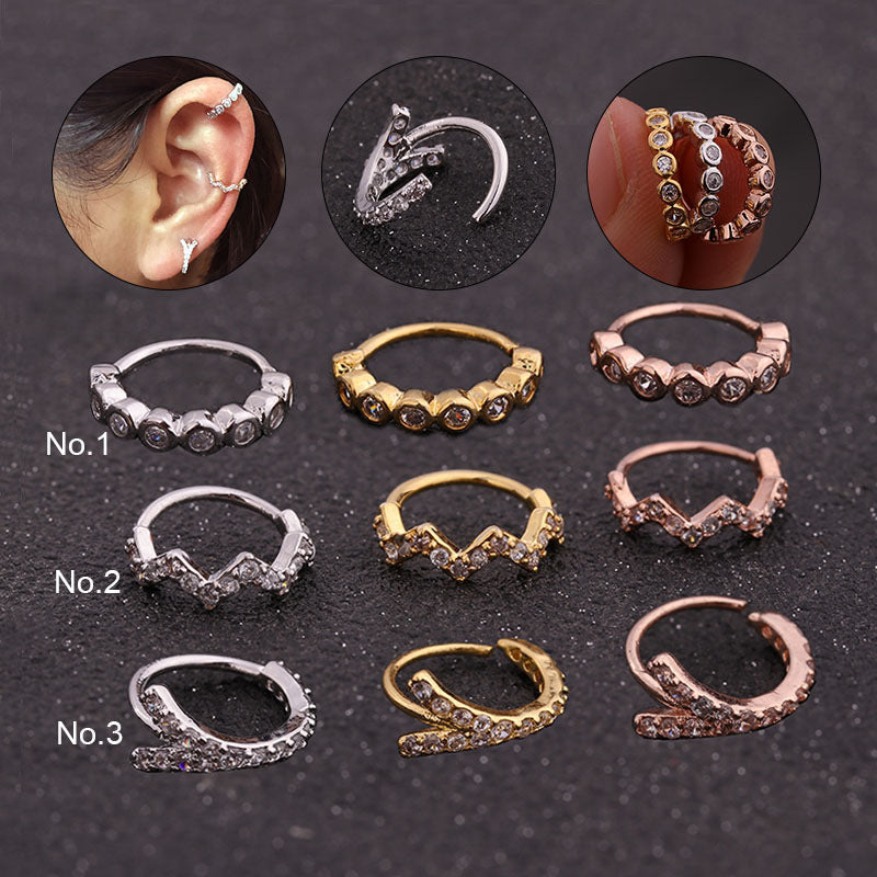 18K Gold Cartilage Hoop Earrings with Diamonds | HSER8607 | Perfect for Everyday Wear, Special Occasions & Gift Giving