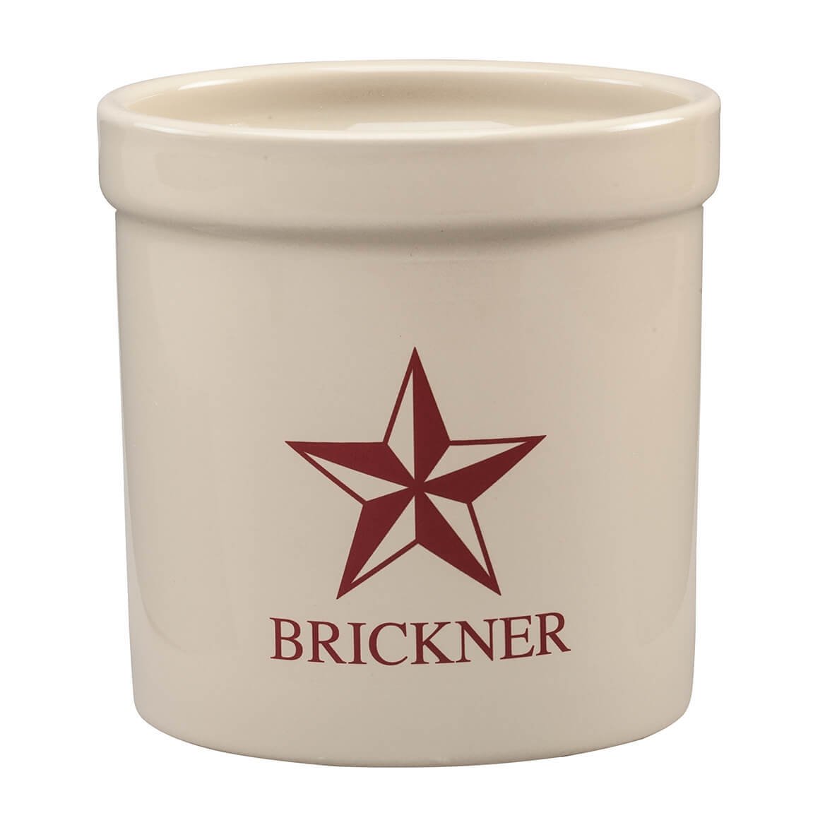 Custom Red Barn Star Ceramic Crock - 2 Quart Kitchen Utensil Holder | Personalized Farmhouse Decor | Perfect Housewarming Gift for Country Home & Rustic Kitchen Decor