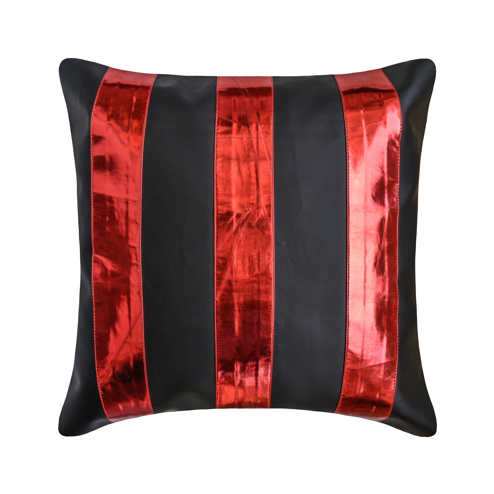 Stylish Red Faux Leather Throw Pillow Cover - Soft & Durable Decorative Cushion Case for Living Room Sofa, Bedroom, or Office Decor