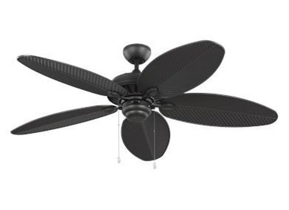 **52-Inch Matte Black Ceiling Fan with Reversible Motor & Pull Chain - Indoor/Outdoor Use - Perfect for Patio, Bedroom, or Living Room**