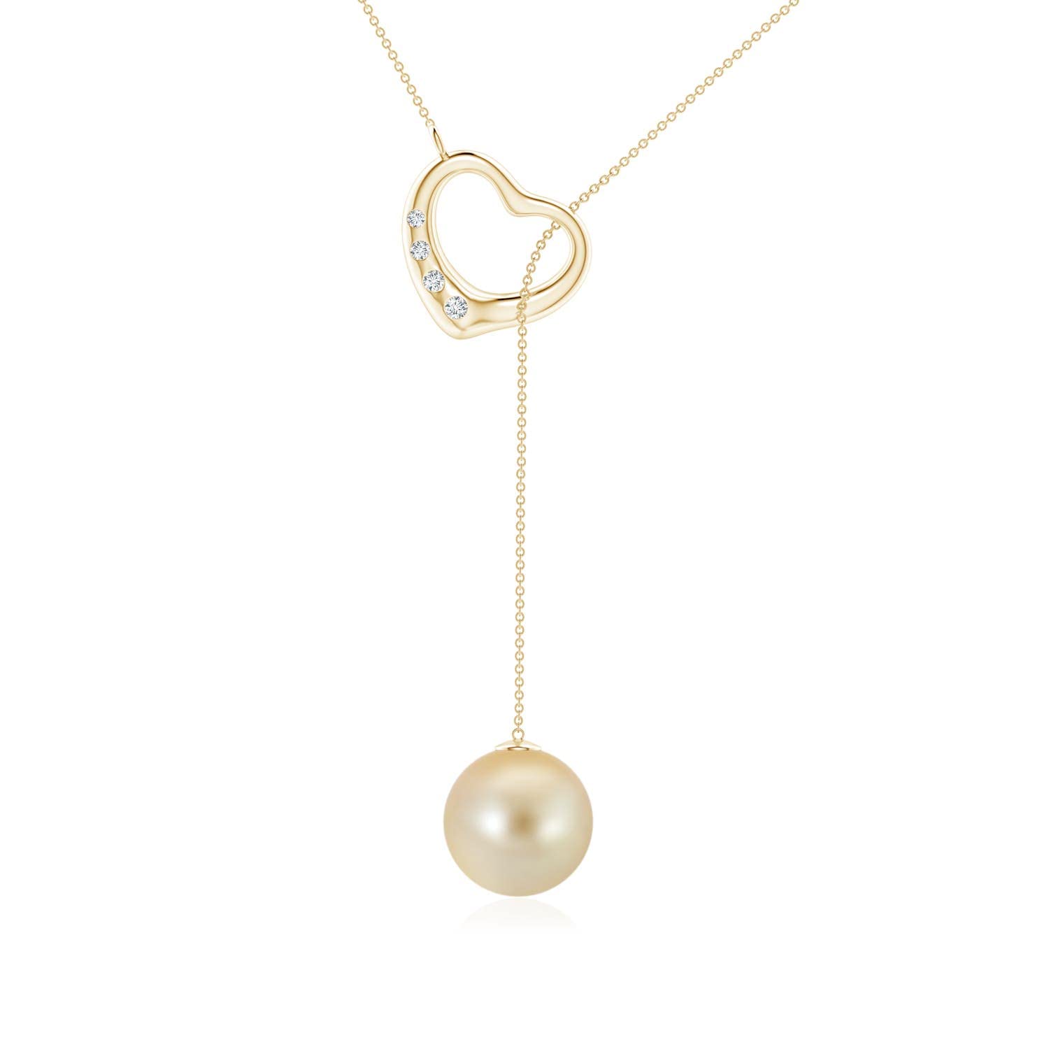 9mm Golden Pearl Heart Necklace - June Birthstone Gift for Her