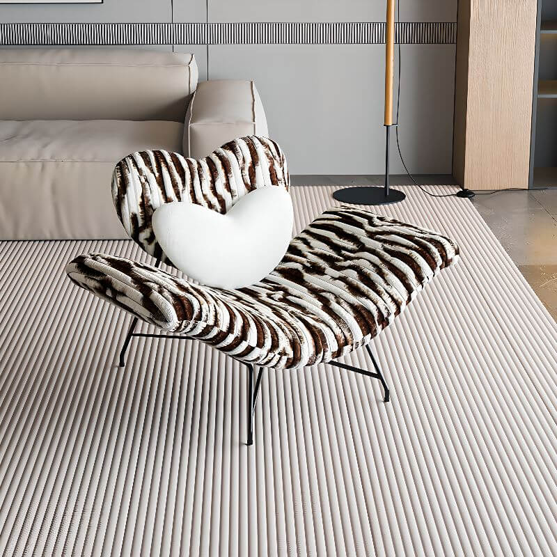 Minimalist Striped Lounge Chair with Midnight Black Pillow Back - Reclining Sofa with Removable Slipcover & Cushion - Perfect for Living Room, Bedroom or Office Relaxation