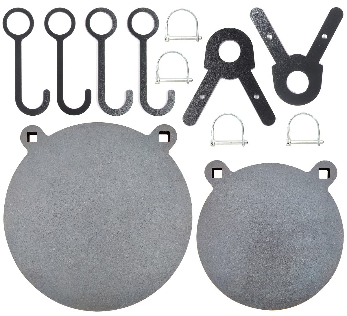 FULLBOW AR500 Steel Target Hangers & Gong Targets Combo Pack - DIY Target Hanging Kit for 1 Inch OD EMT Conduit (Sold Separately) - Perfect for Shooting Practice, Tactical Training & Outdoor Range Setup