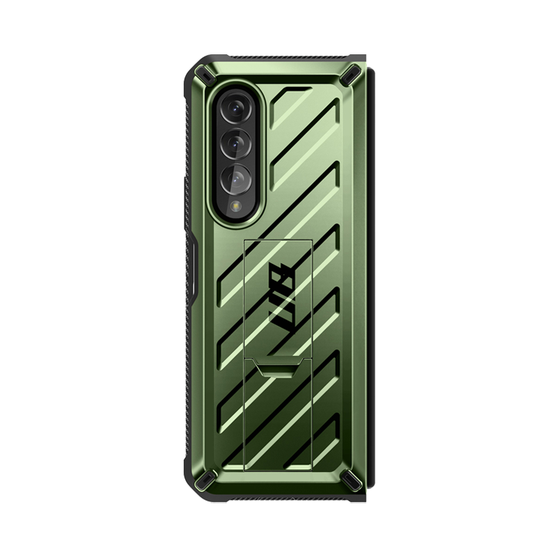 Samsung Galaxy Z Fold 3 Case with Built-in Kickstand & Screen Protector | Dark Green Protective Cover for Work, Travel & Everyday Use